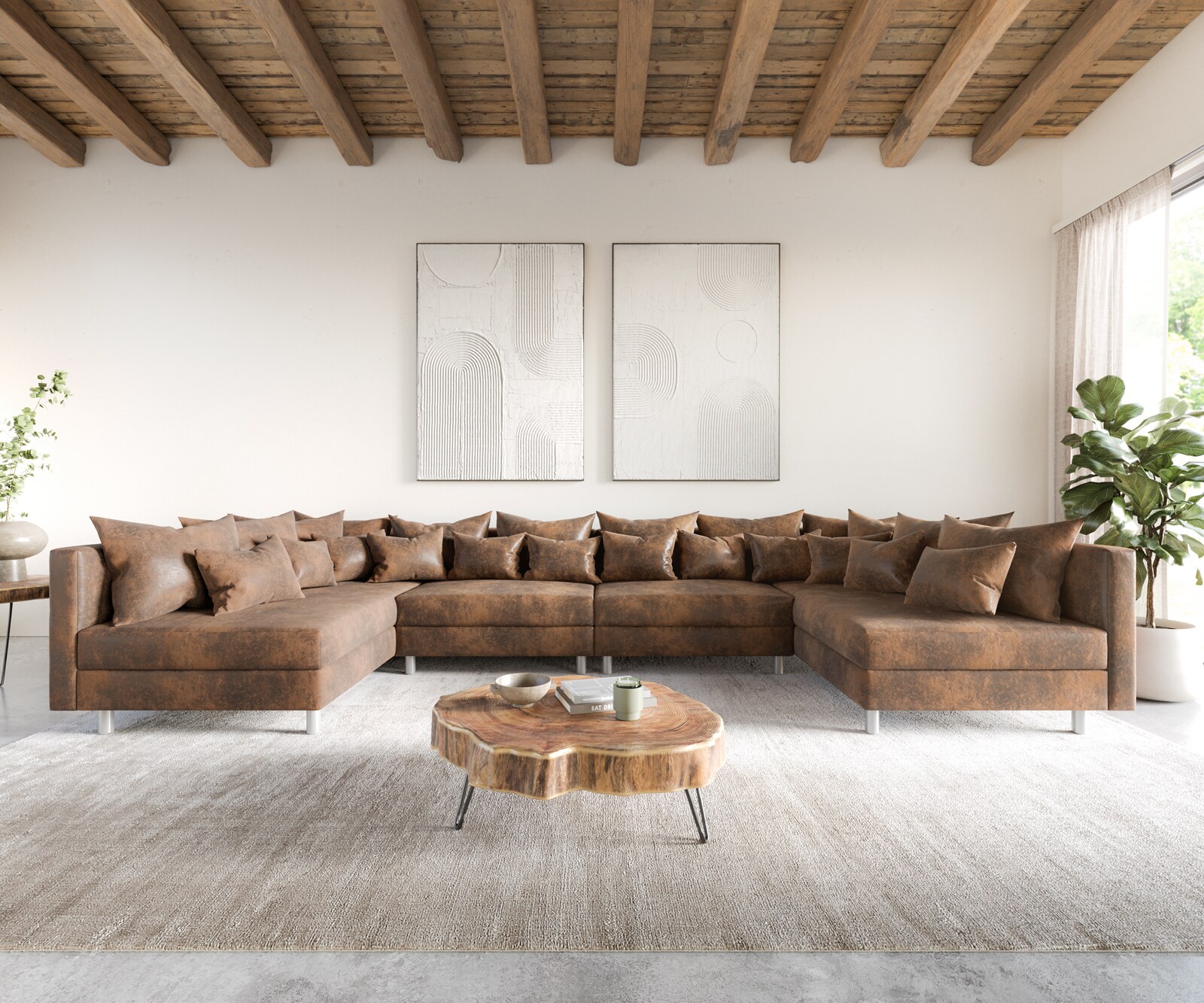 Zestaw wypoczynkowy Clovis XL brąz antyczny sofa modułowa 1