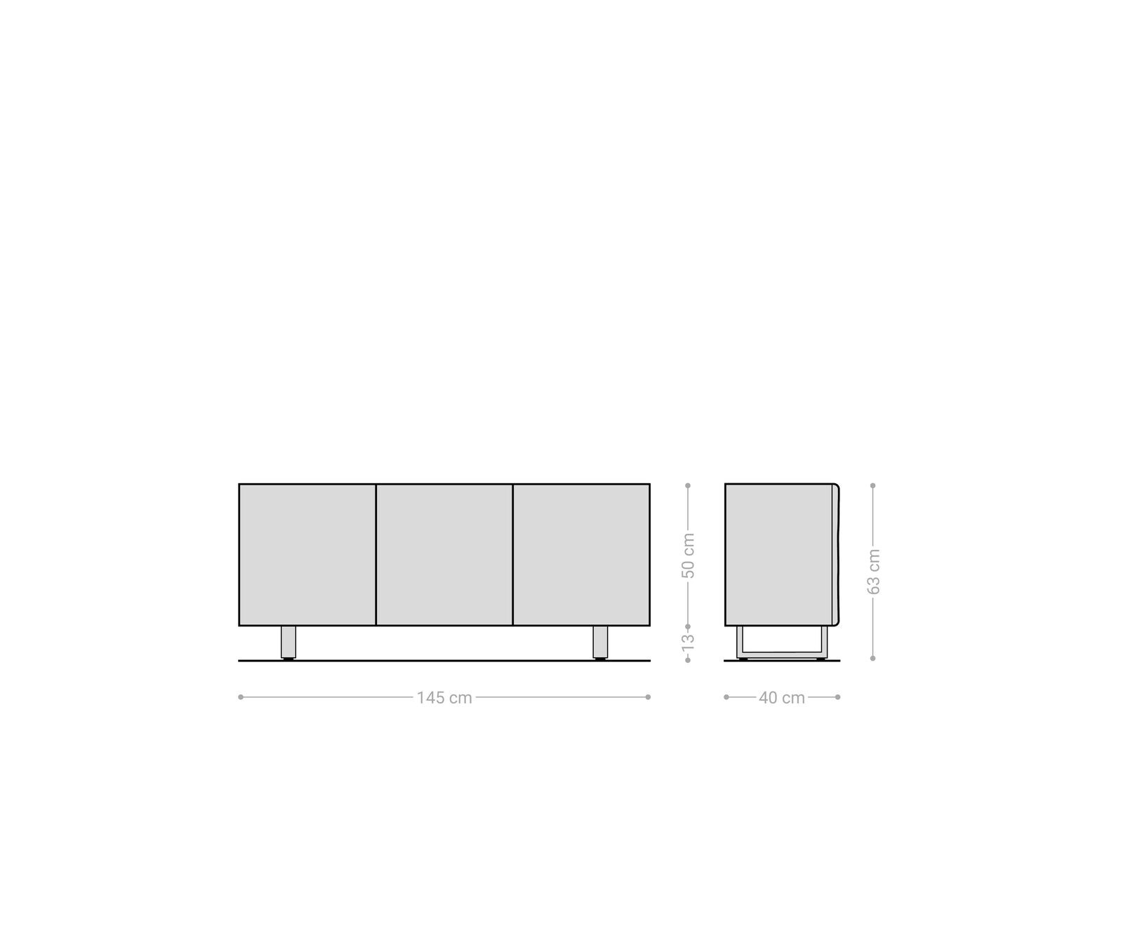 Komoda New Live-Edge 145 cm dąb naturalny 3 drzwi nóżki płozowe metal czarny 9