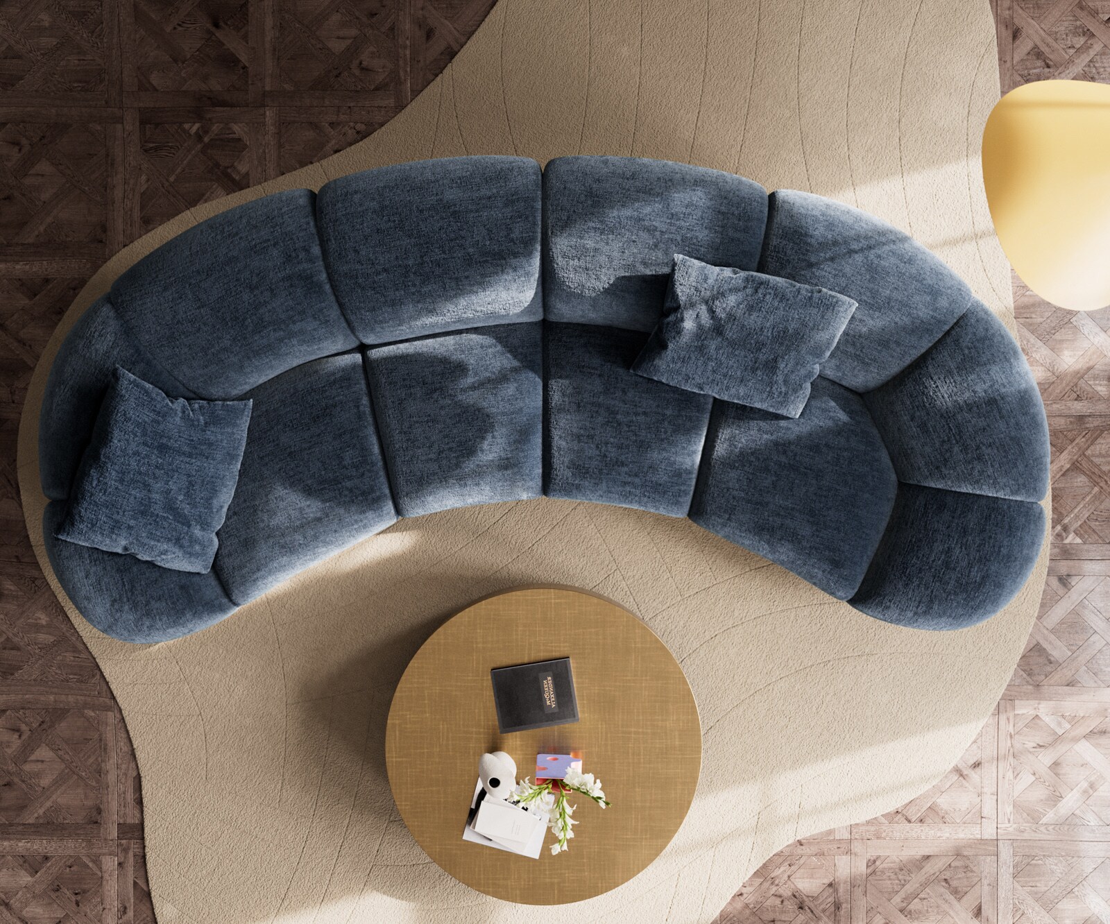 Sofa Lunna 360x175 cm szenil niebieski 2 poduszki 8