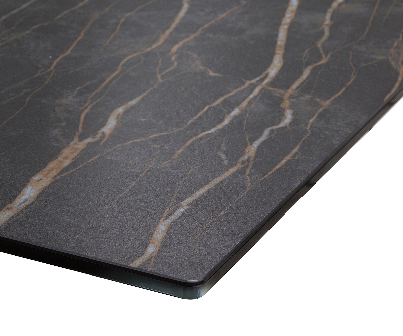 Stół do jadalni Edge 200x100 cm ceramika Laminam® Noir Desir brązowy rama V czarna 5