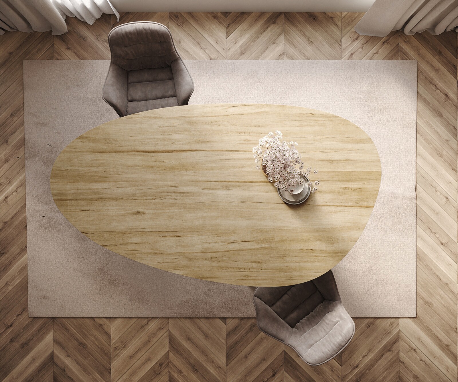 Stół do jadalni Edge owalny 220x120cm ceramika Laminam® Sabbia kolor dębowy rama Zenthara metal czarny 5