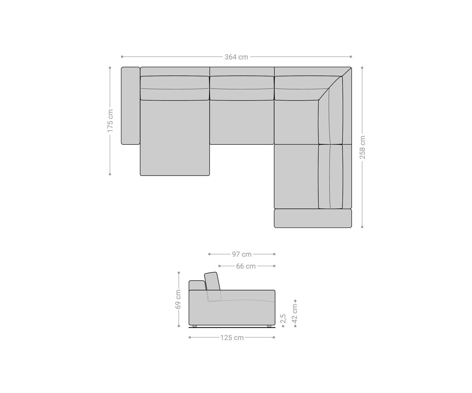 Zestaw wypoczynkowy Lanzo XL 360x260cm sztruks beżowy szezlong z możliwością zmiennego ustawienia 5