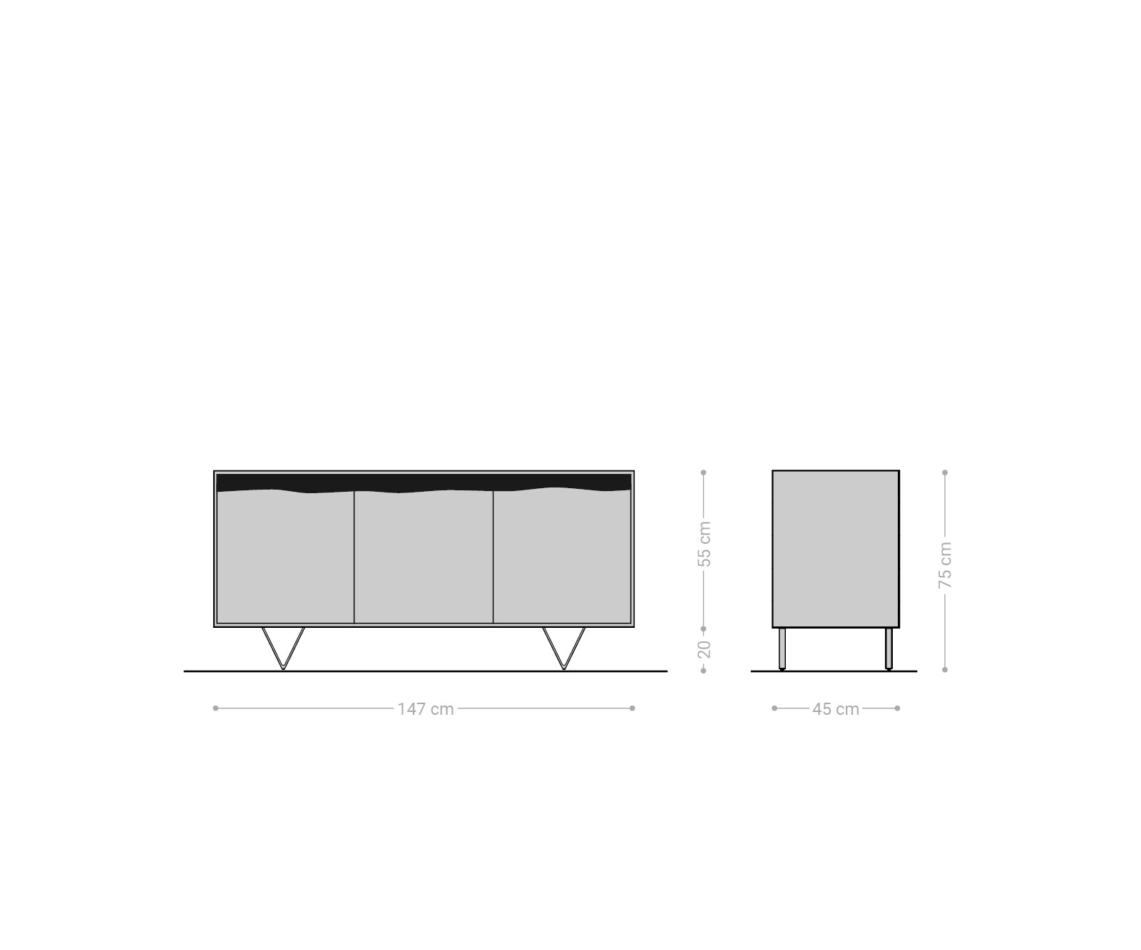Komoda Stonegrace 147x45 cm akacja naturalna 3 drzwi live-edge 6