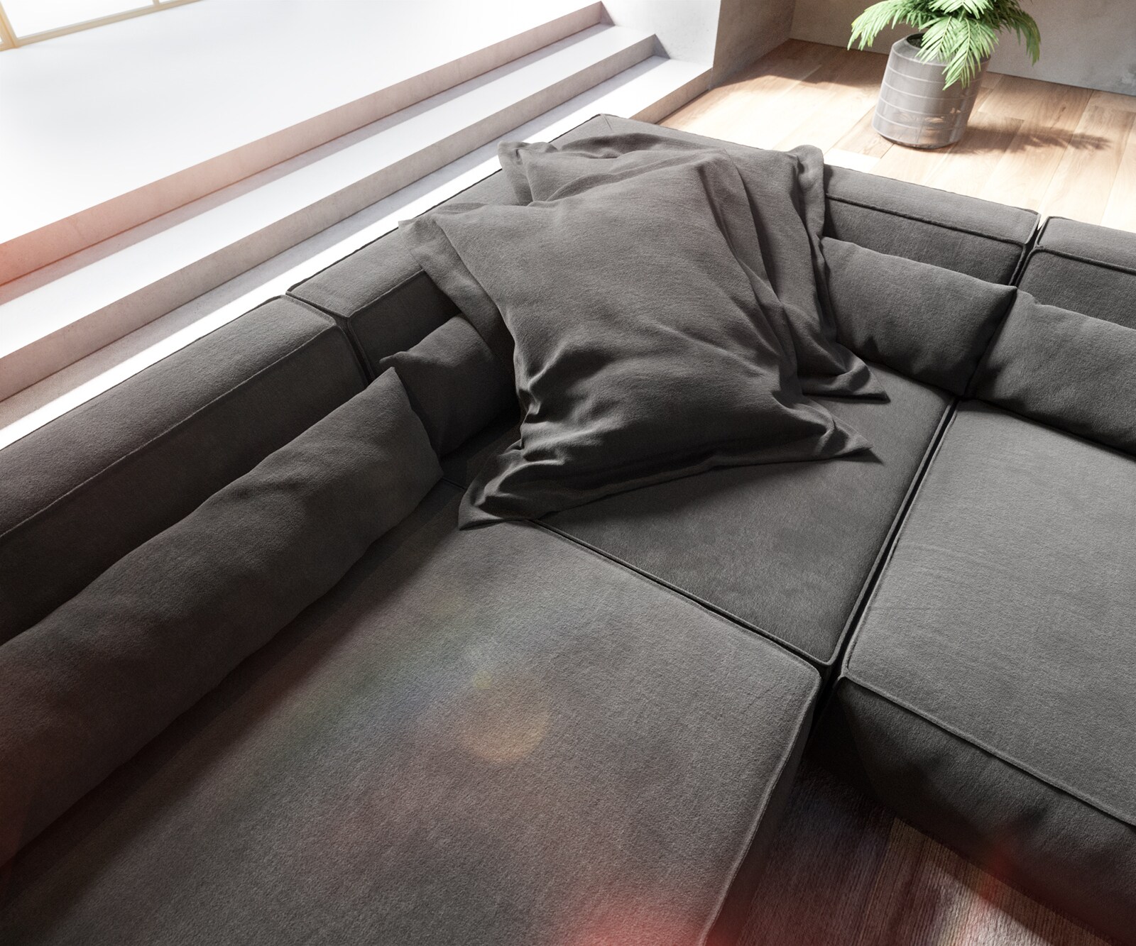 Zestaw wypoczynkowy Sirpio XL 360x260cm mikrofibra czarna szezlong z możliwością zmiennego ustawienia 4