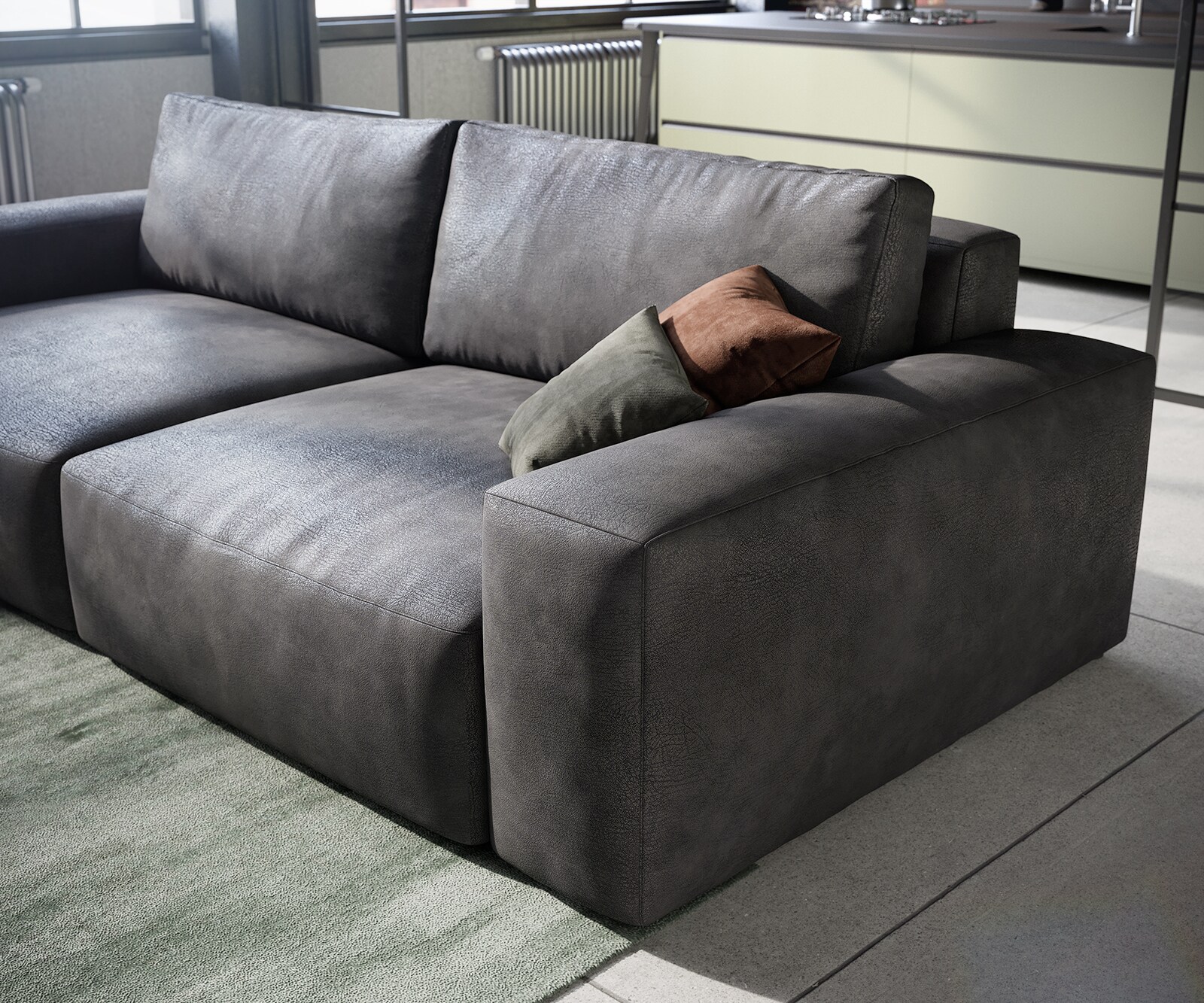 Sofa Lanzo 230x95 cm skóra ekologiczna antracyt vintage 4