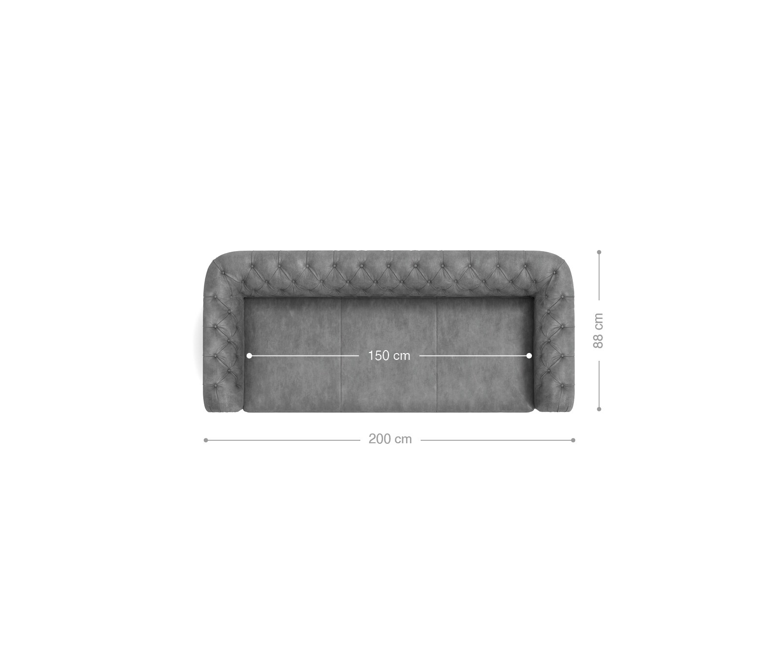 Sofa Chesterfield 3-osobowa 200x88 cm szaro-brązowy vintage 6