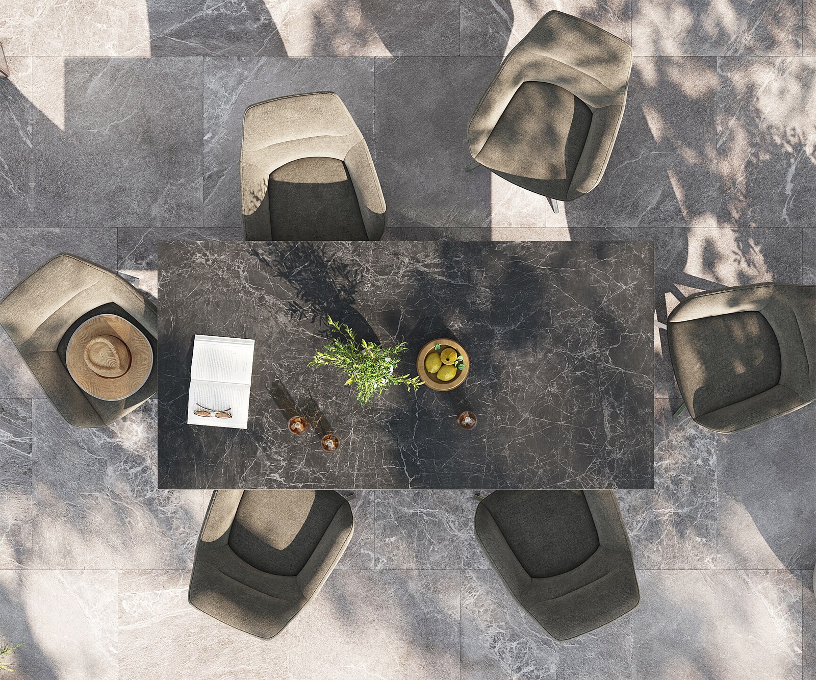 Stół ogrodowy Edge 200x100 cm ceramika Laminam® Nero Greco Antracyt rama Cross stal nierdzewna 3