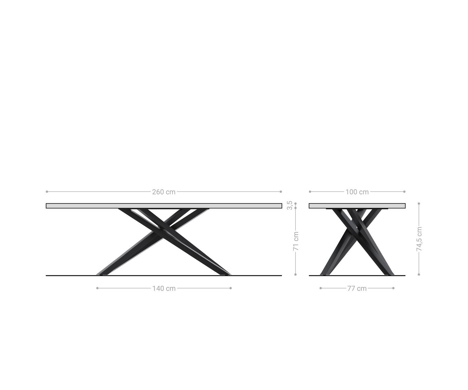Stół do jadalni Edge 260x100 cm akacja platynowa rama Cross czarna live-edge 8