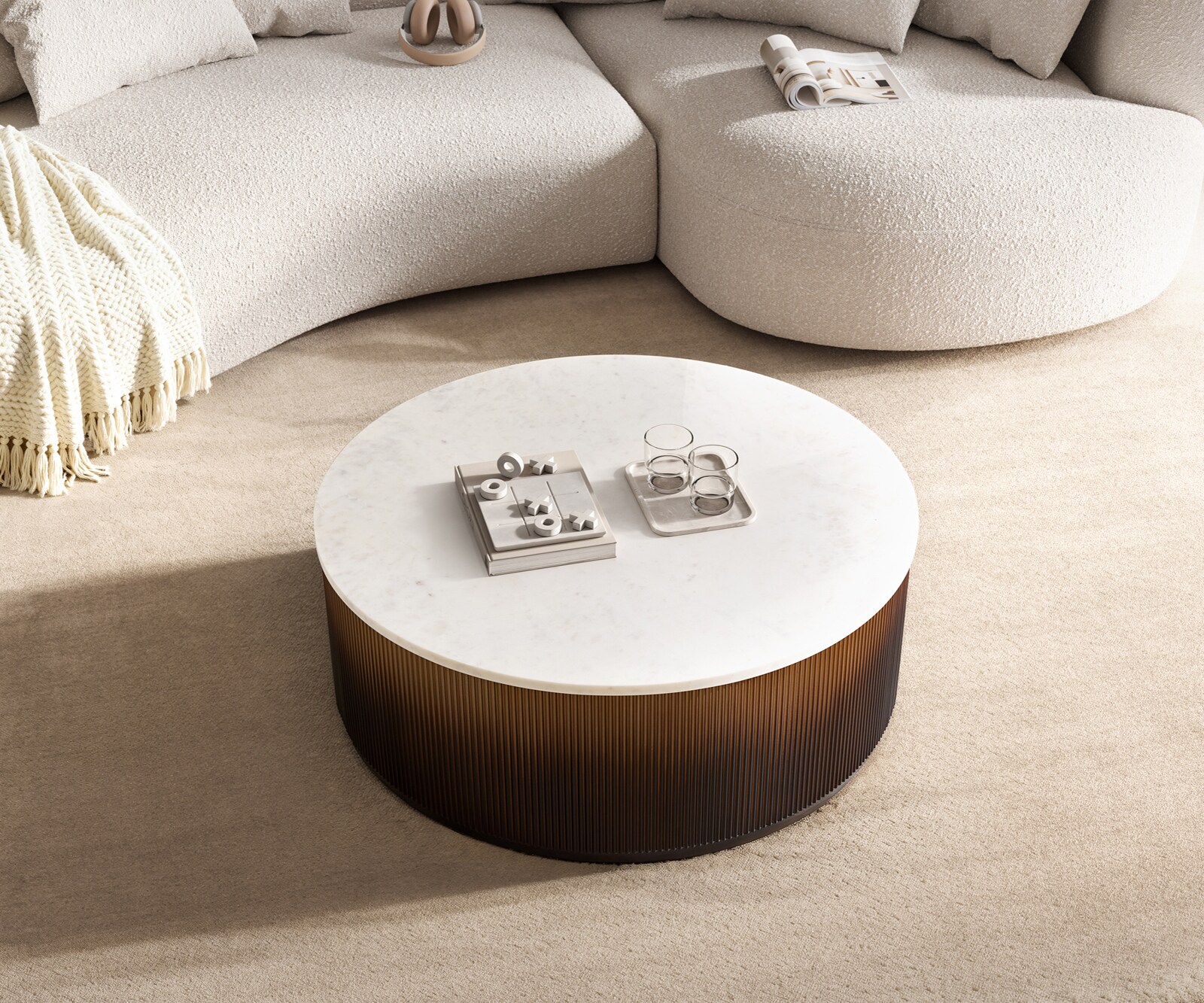 Stolik kawowy Fiorano stolik kawowy 90x90 cm marmur White metal Gold Fusion Finish 1
