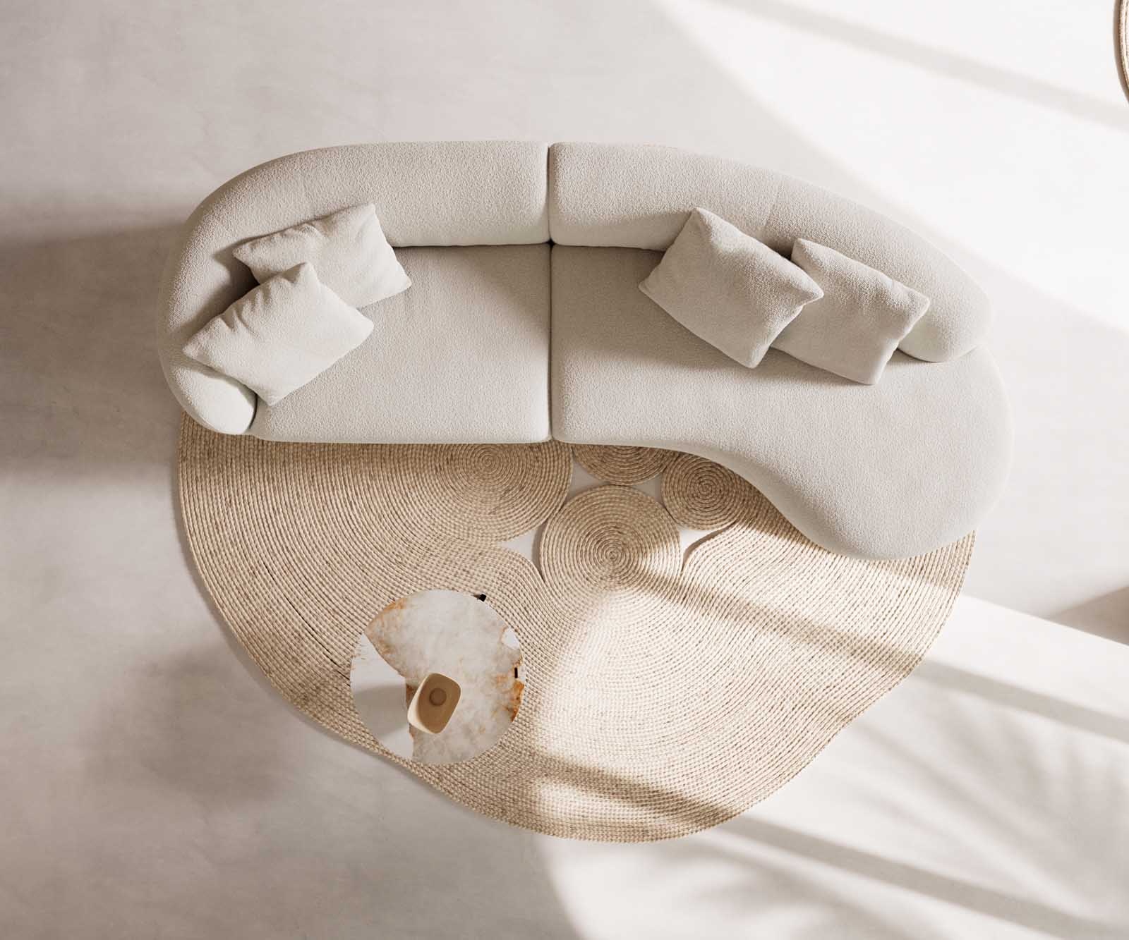 Sofa Mairi 330x160cm bouclé kremowo-biały 4