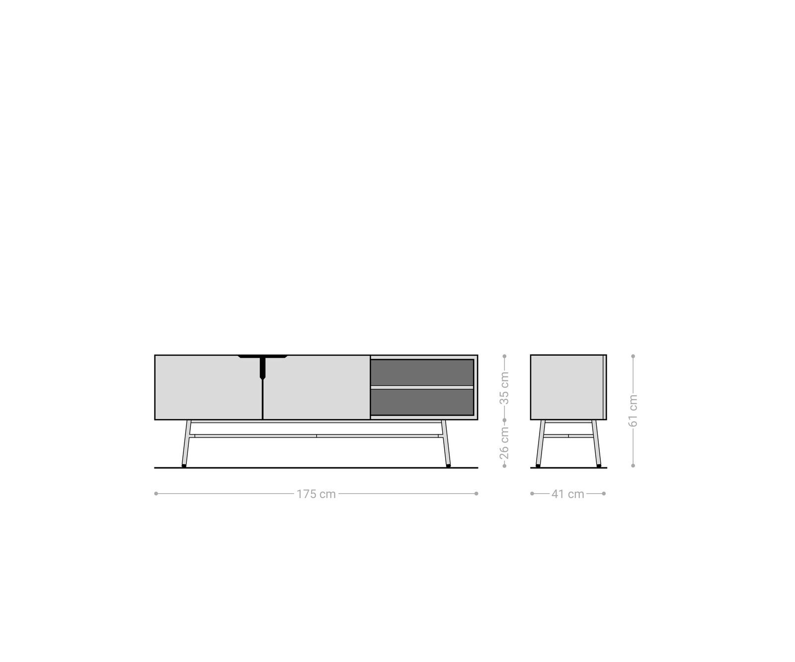 Komoda Mikkusu 175 cm bambus naturalny mango czarne 2 drzwi 2 wnęki czarny metal 7