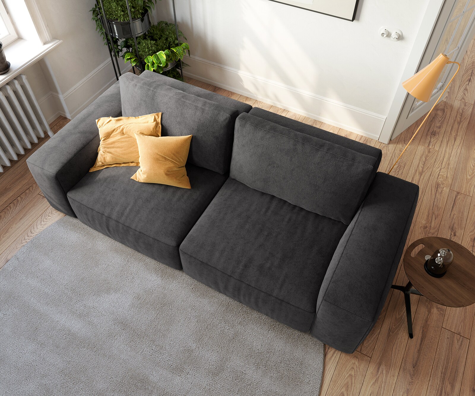 Duża sofa Lanzo L 250x105 cm mikrofibra czarna 3