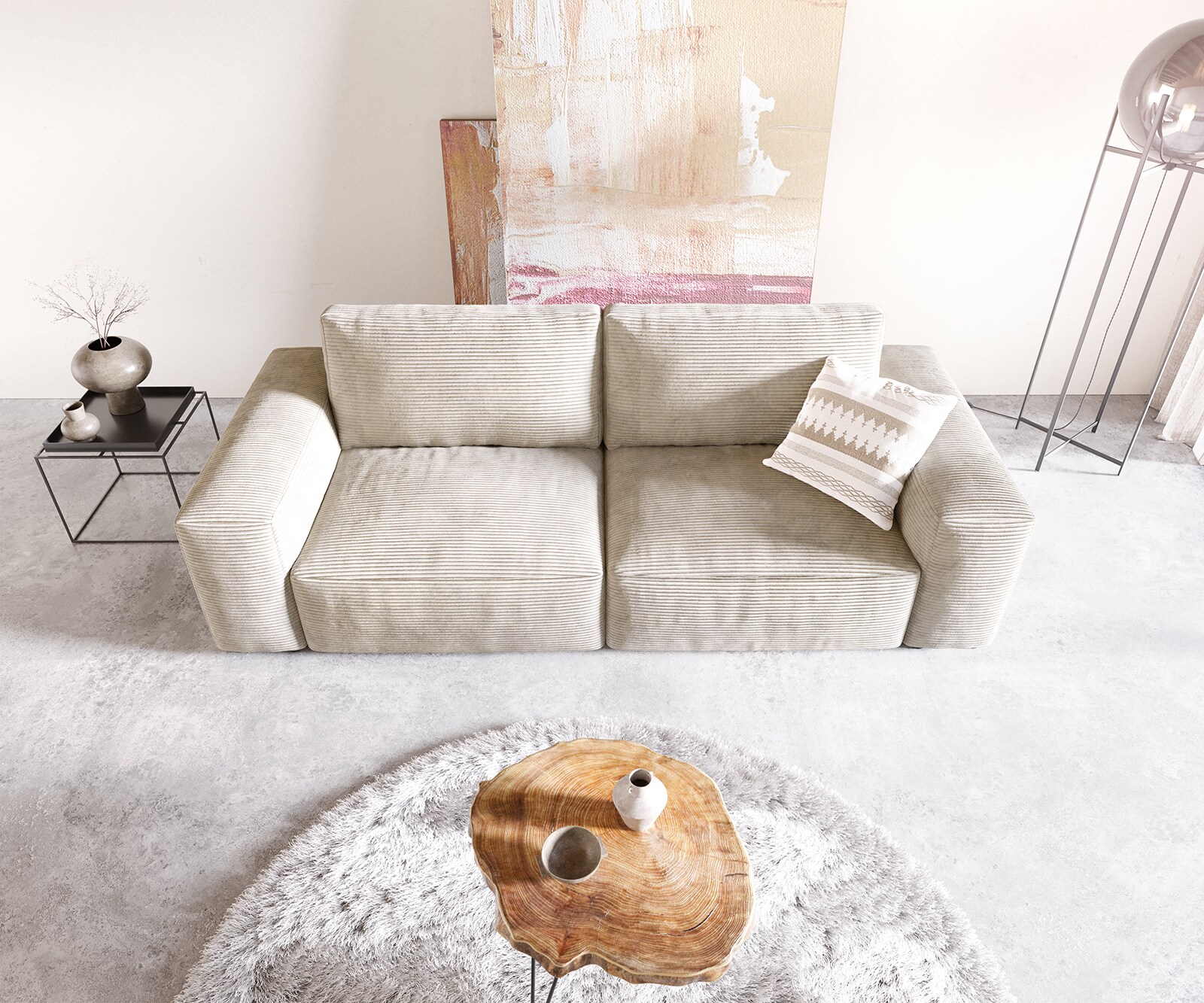 Sofa Lanzo 230x95 cm sztruks beżowy 3