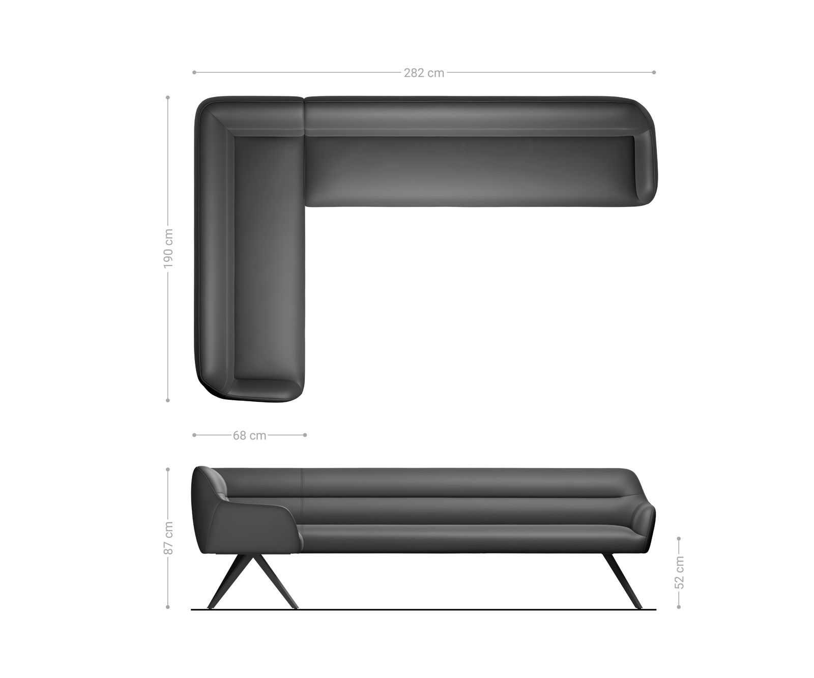 Ławka do jadalni Taya-Flex 285x190 cm bouclé szaro-brązowy podstawa krzyżowa kątowa metal czarny sprężyny kieszeniowe prawa 8