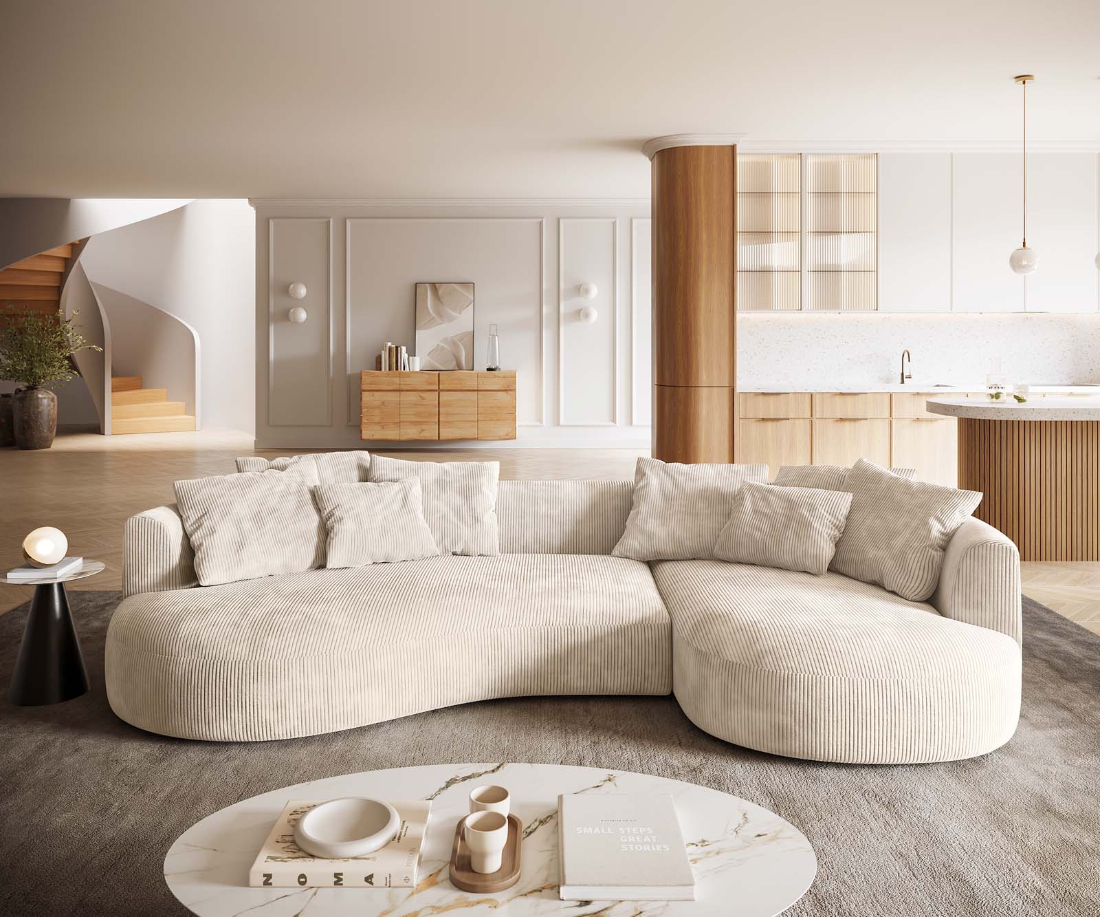 Sofa Edina 330x170cm sztruks beżowy 1