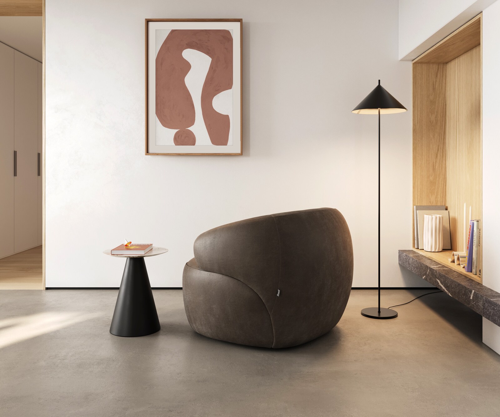 Fotel wypoczynkowy Nova 88x88cm mikrofibra szaro-brązowa vintage 4
