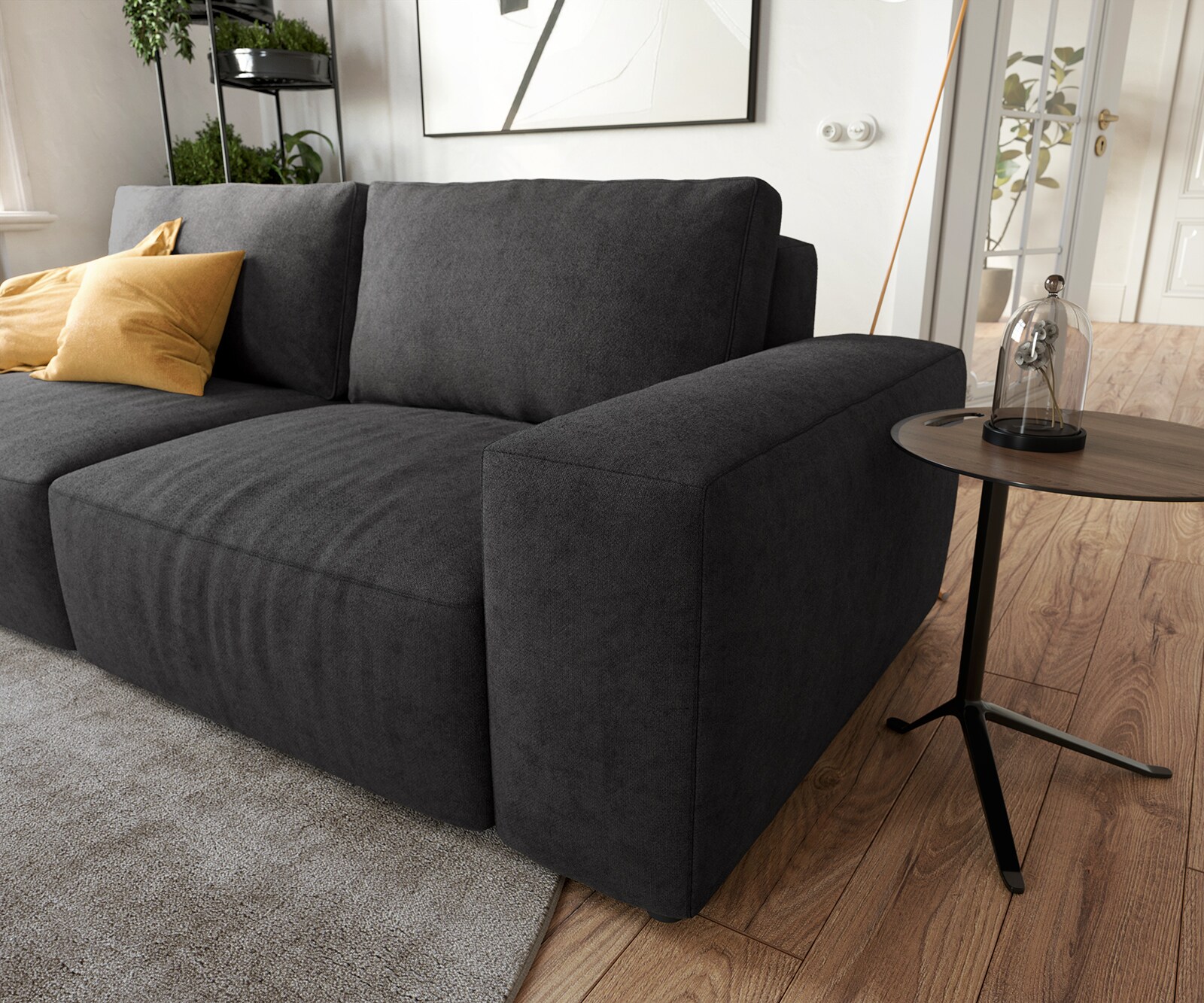 Duża sofa Lanzo L 250x105 cm mikrofibra czarna 4