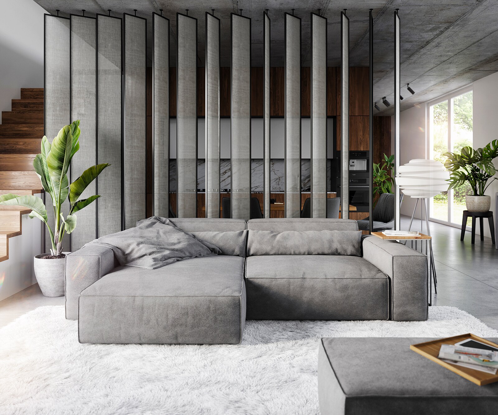 Sofa narożna Sirpio XL 270x170cm mikrofibra szaro-brązowy szezlong z możliwością zmiennego ustawienia z pufem 1