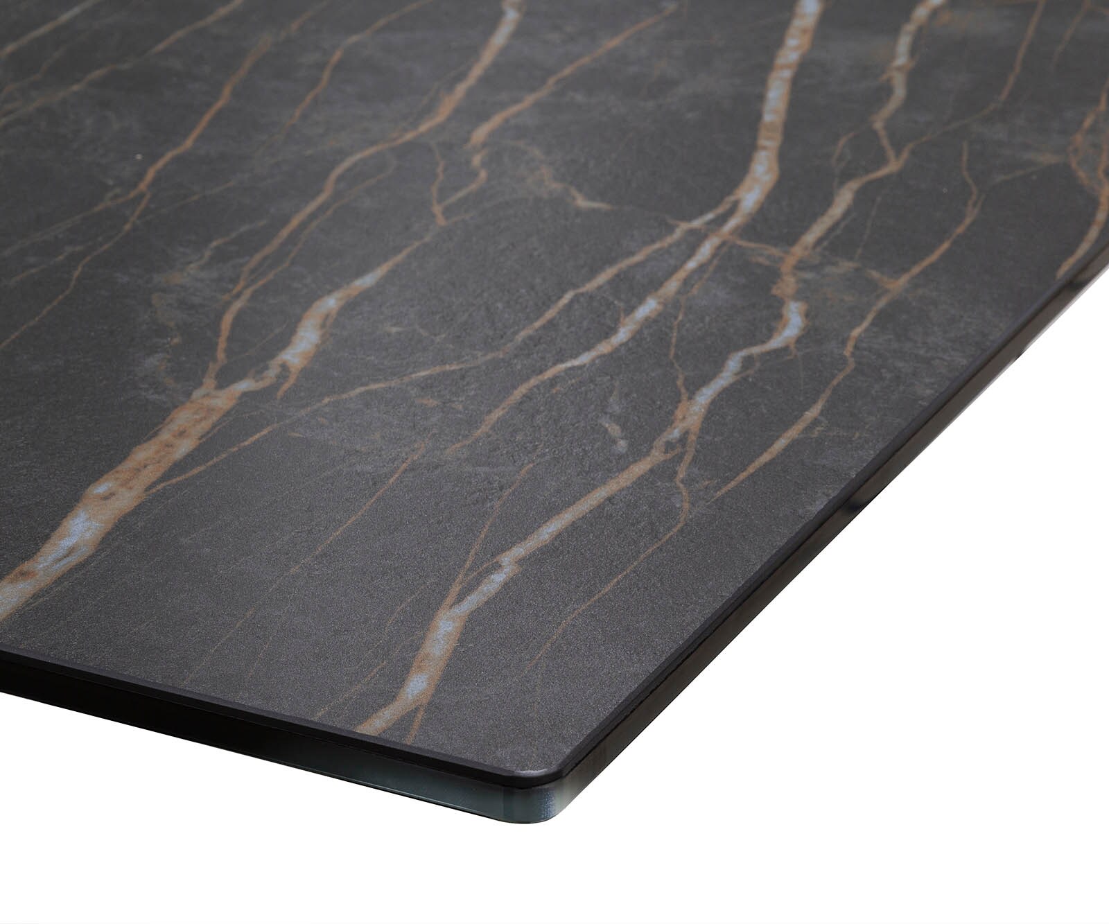 Stół do jadalni Edge 300x100cm ceramika Laminam® Noir Desir brązowy metal pochylona rama czarna 4