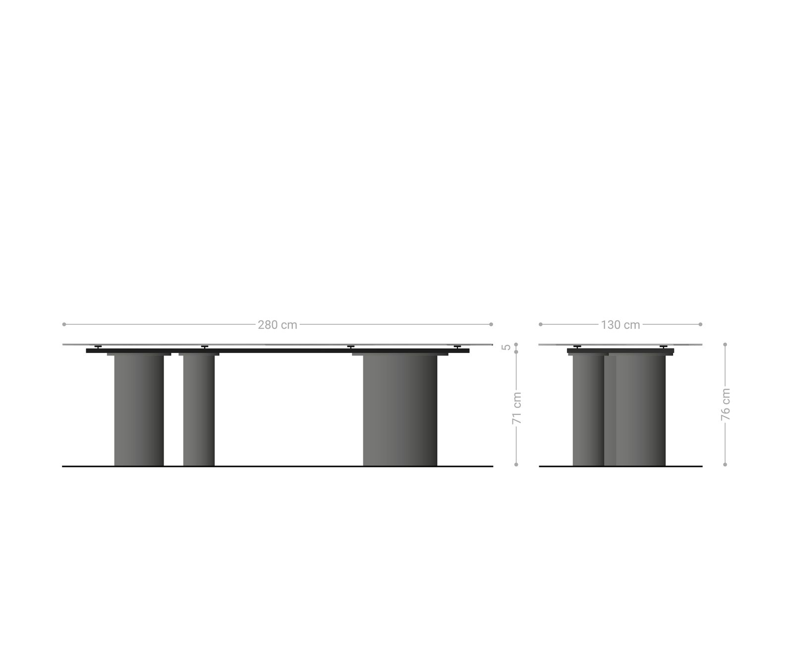Stół do jadalni Edge owalny 280x130cm ceramika Minas Melange biało-beżowy rama Troa metal kolor tytanowy 8
