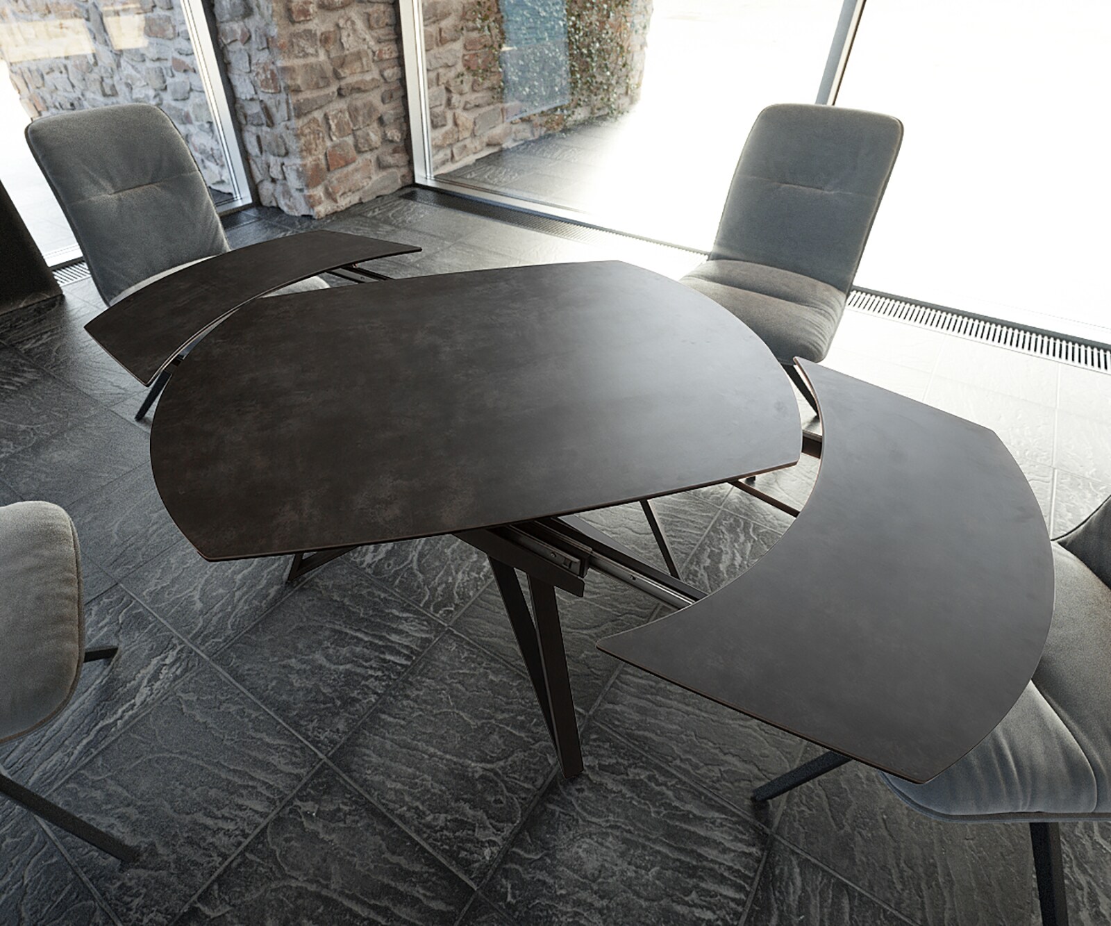 Stół do jadalni Carlow 130/200x95cm ceramika szara metal rozkładany 3