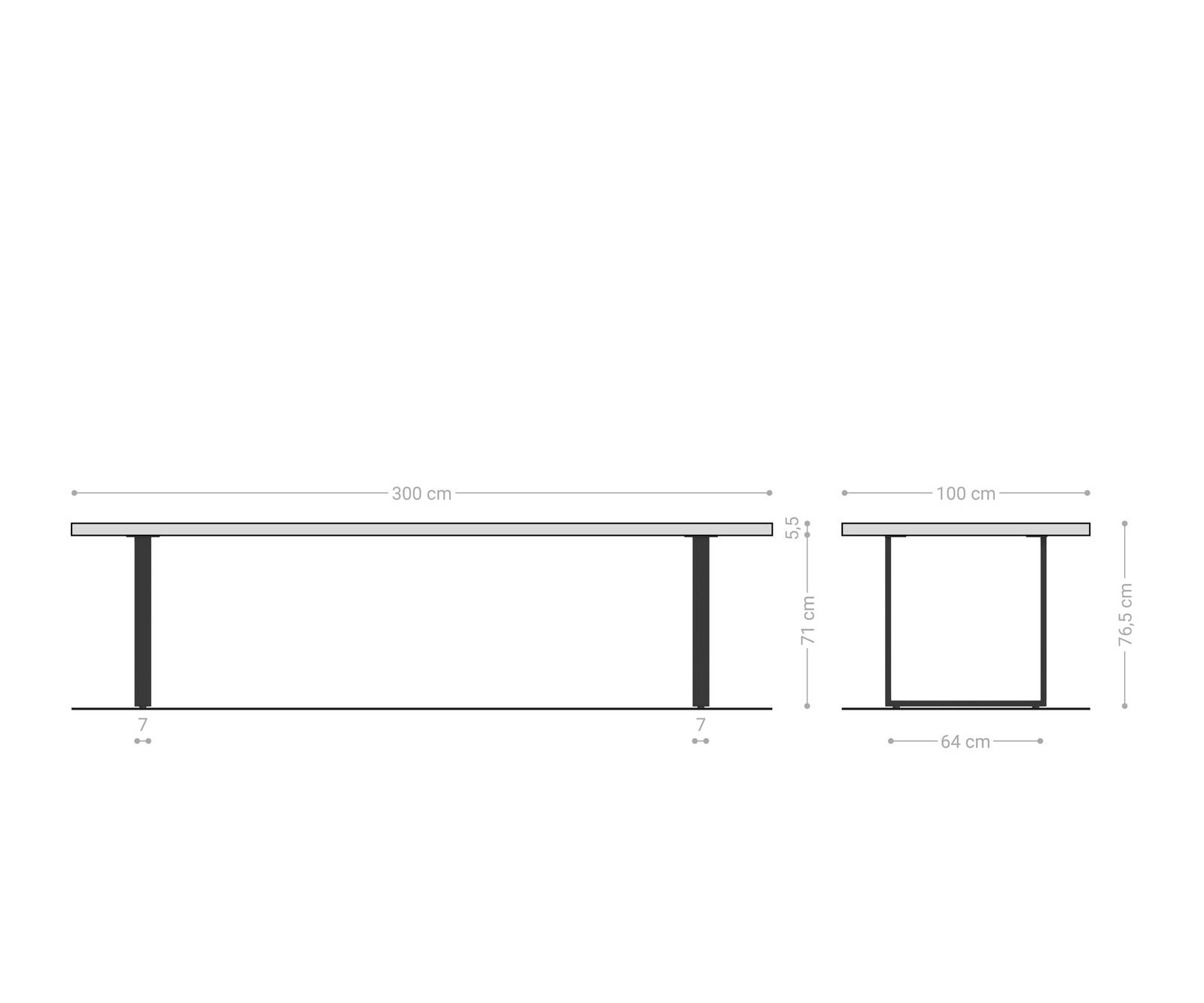 Stół do jadalni Edge 300x100 XL akacja naturalna metal czarny live-edge 8