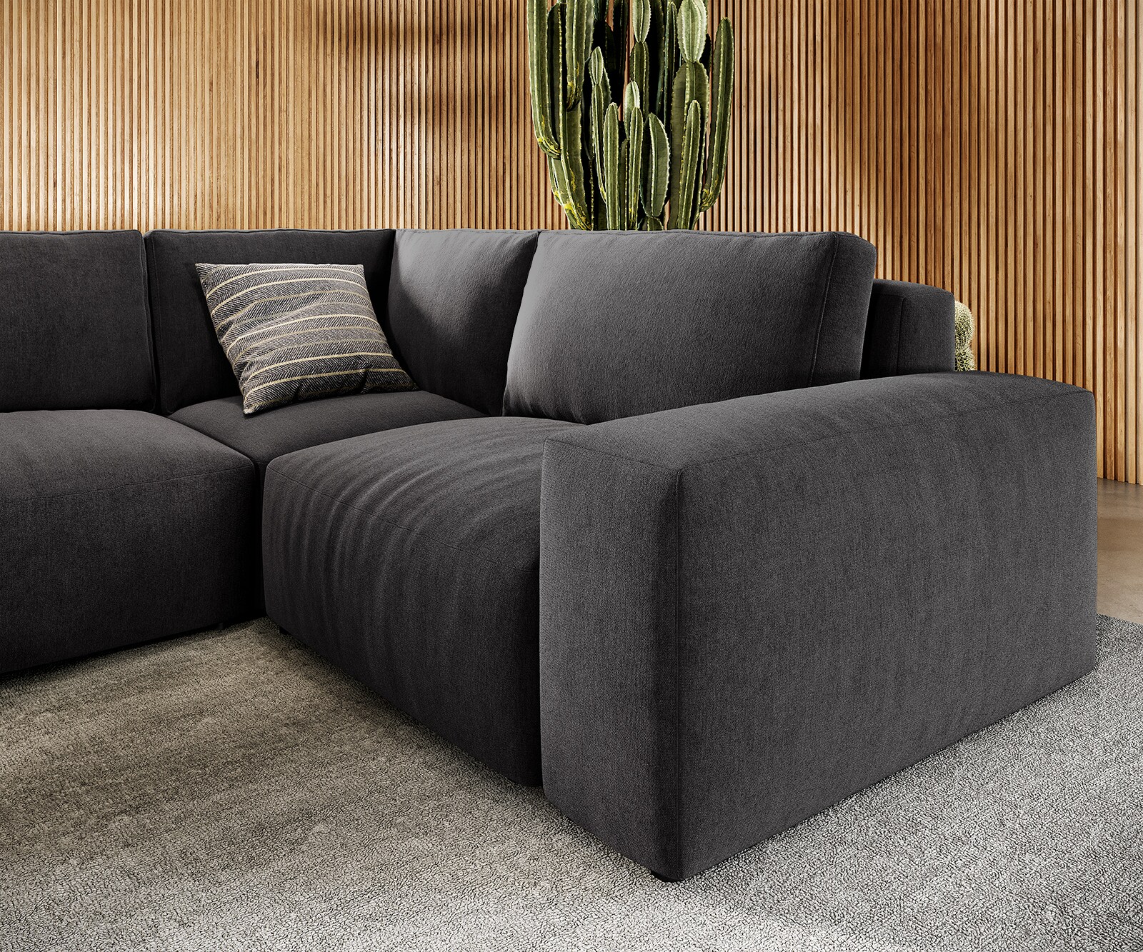 Zestaw wypoczynkowy Lanzo 300x210cm mikrofibra czarna z możliwością zmiennego montażu 3