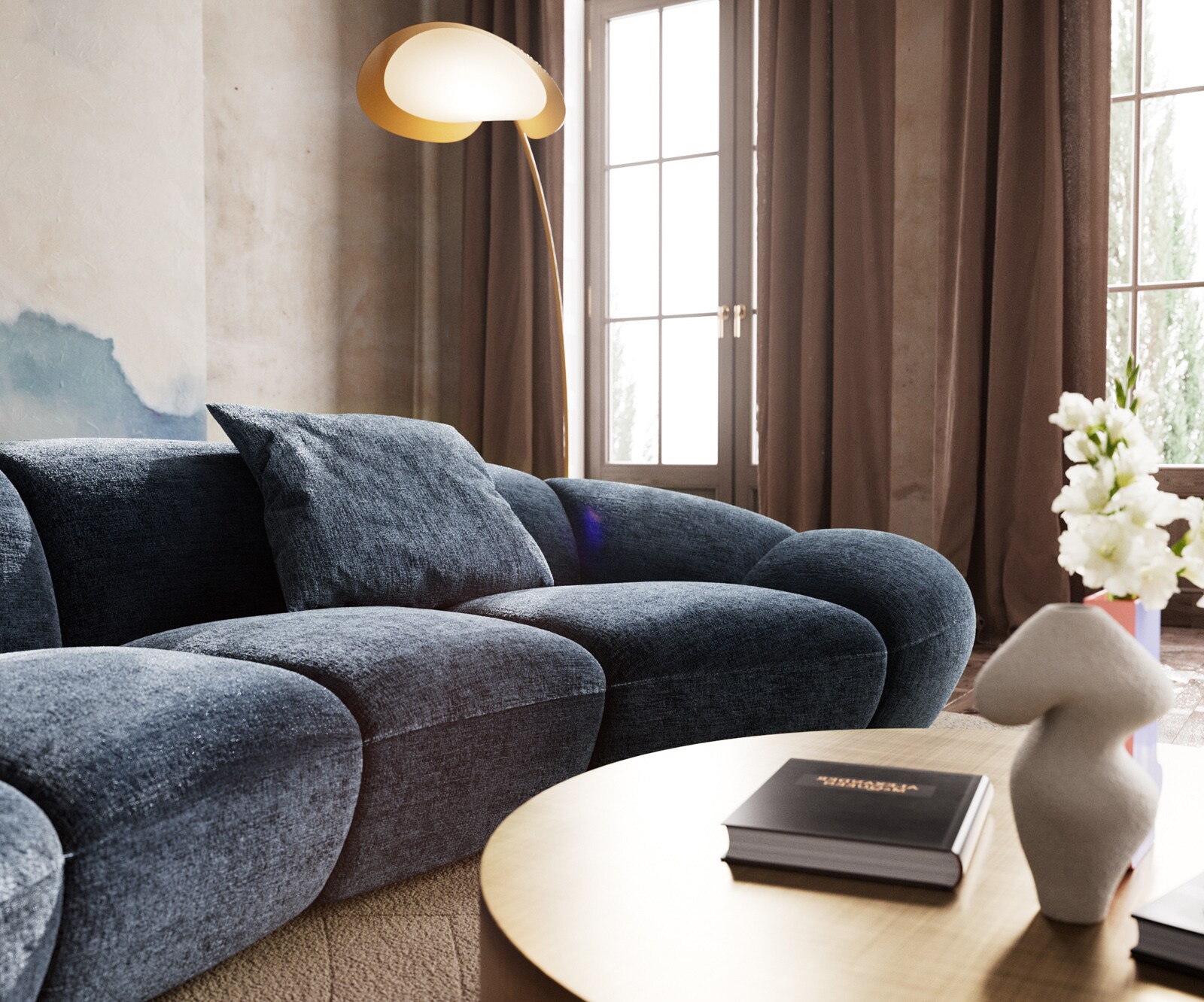 Sofa Lunna 360x175 cm szenil niebieski 2 poduszki 4
