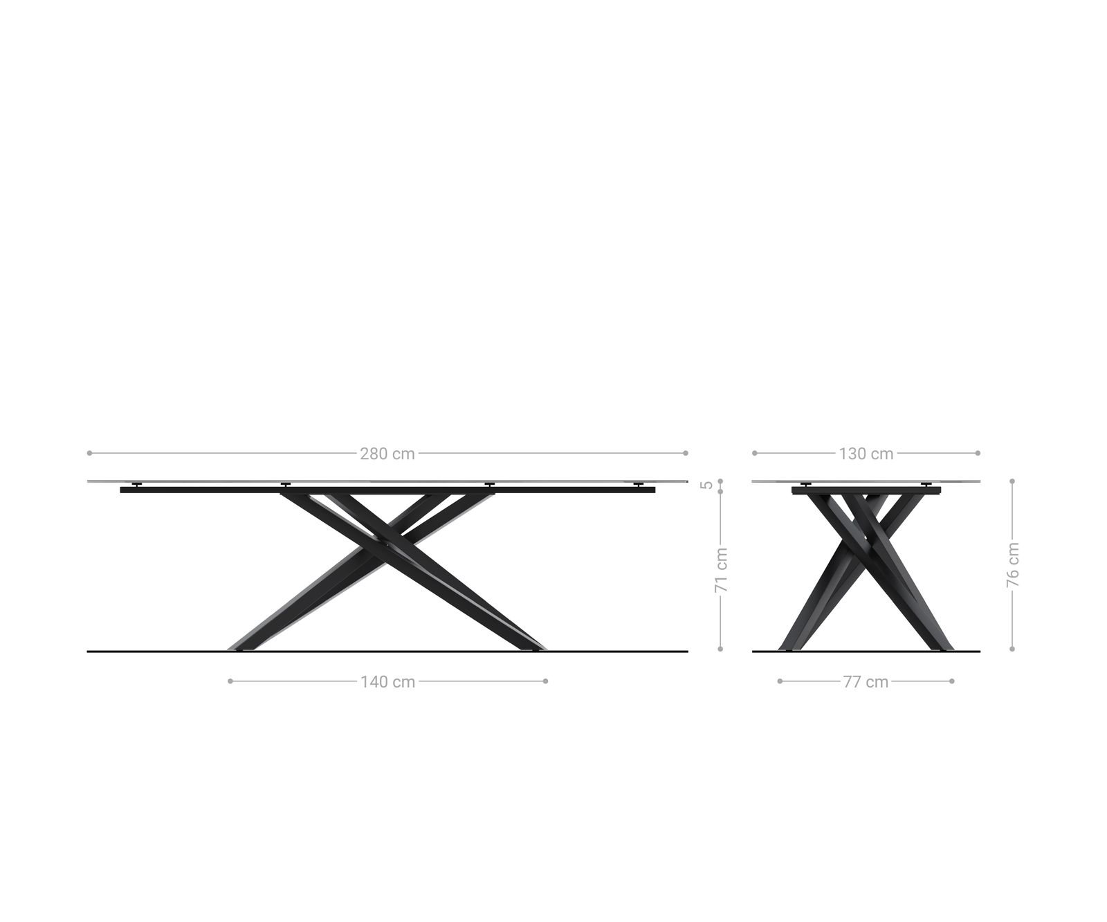 Stół ogrodowy Edge owalny 280x130 cm ceramika Laminam® Emperador Extra Lucidato ciemnobrązowy rama Cross stal nierdzewna 6