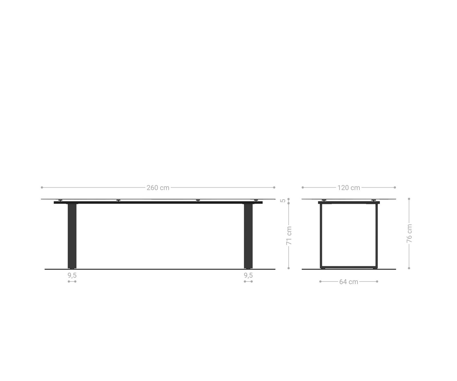 Stół do jadalni Edge w kształcie beczki 260x120 cm ceramika Minas Melange biało-beżowa rama wąska stal nierdzewna 6