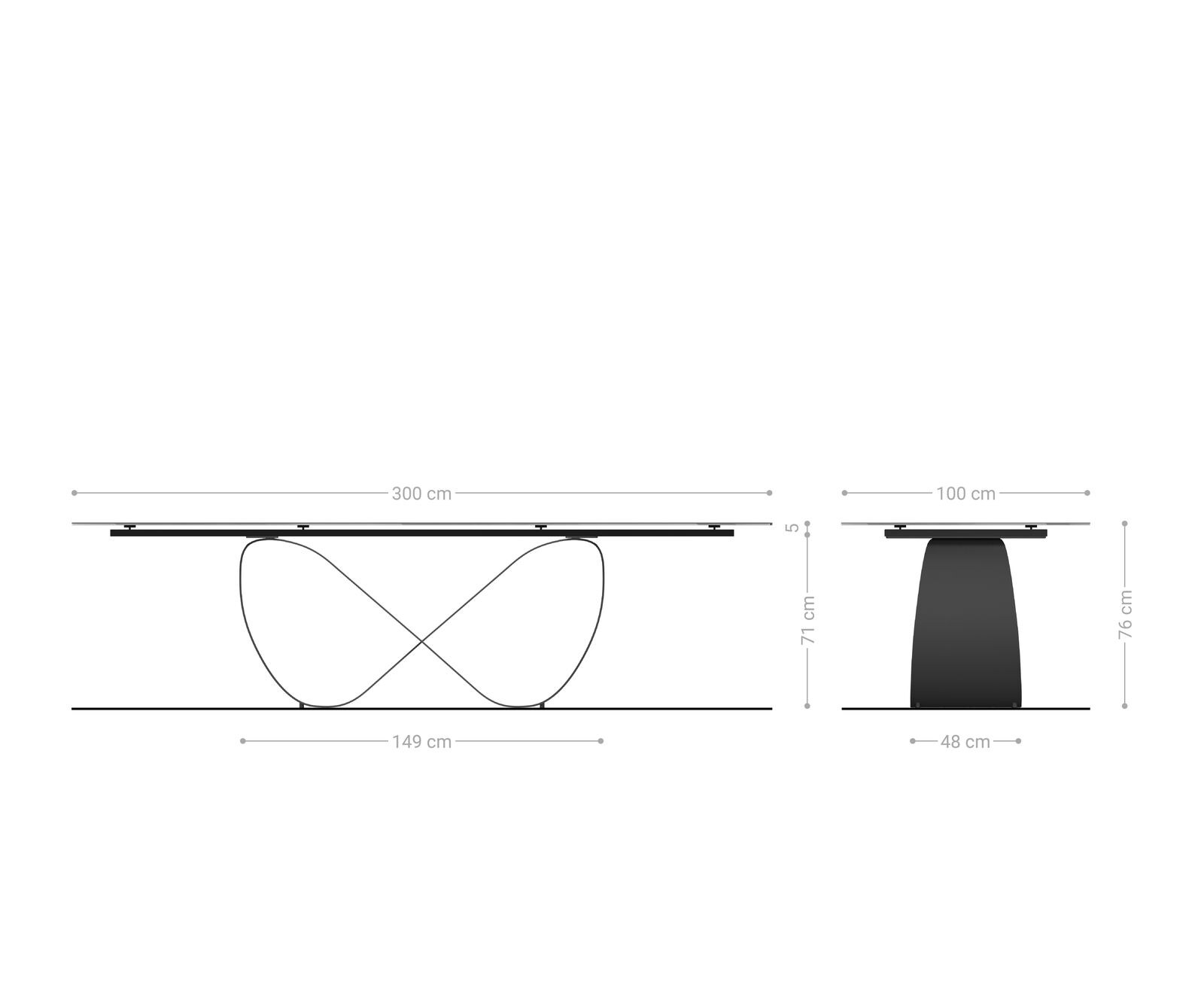Stół do jadalni Edge 300x100 cm ceramika Onyx Champagne rama Infinity metal czarny 8