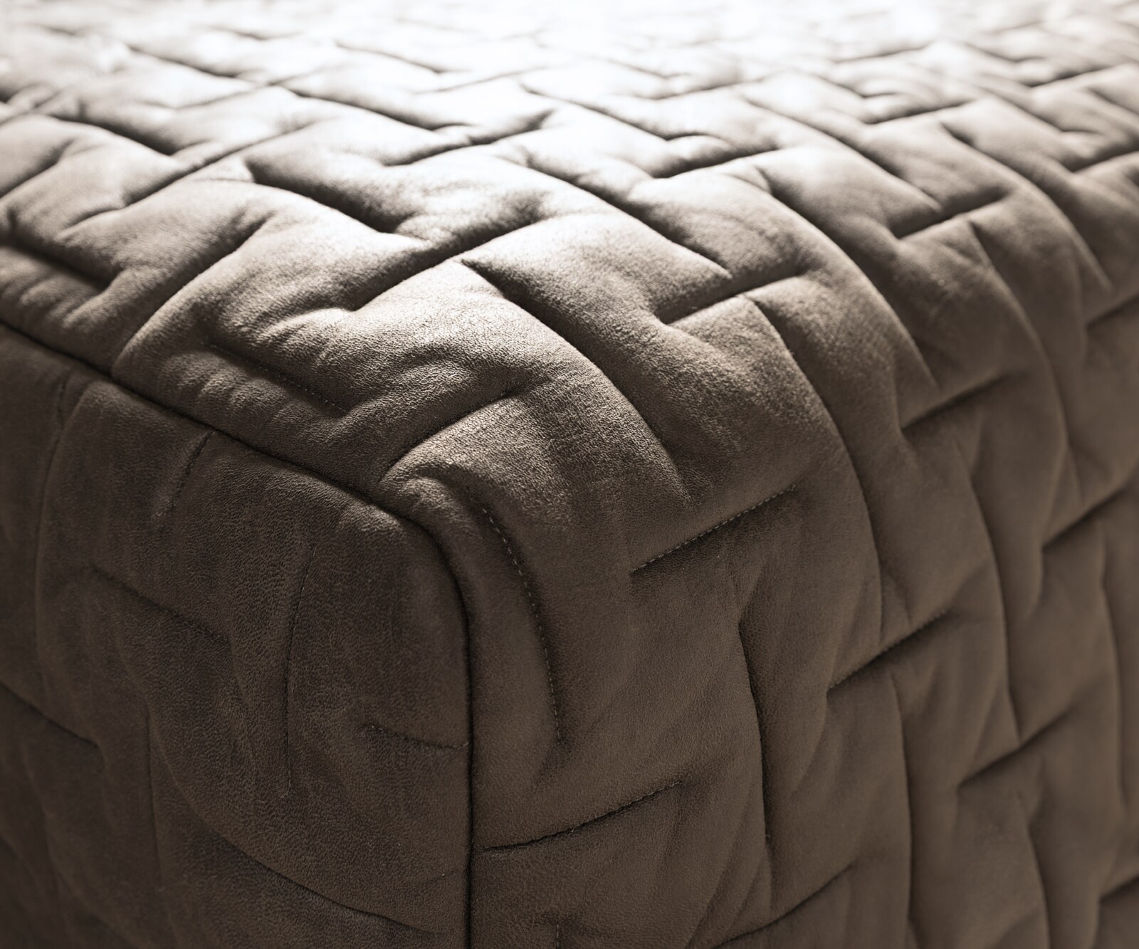 Sofa w kształcie litery U Freestyle 360x290 cm mikrofibra szaro-brązowa vintage pikowana 4