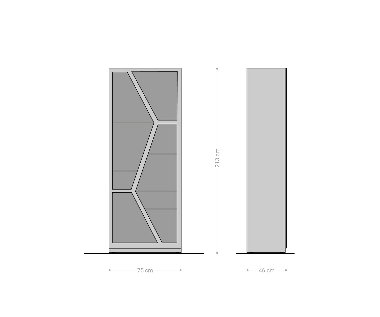 Witryna Taza 75x210cm akacja naturalna 4 drzwi szafka barowa 9