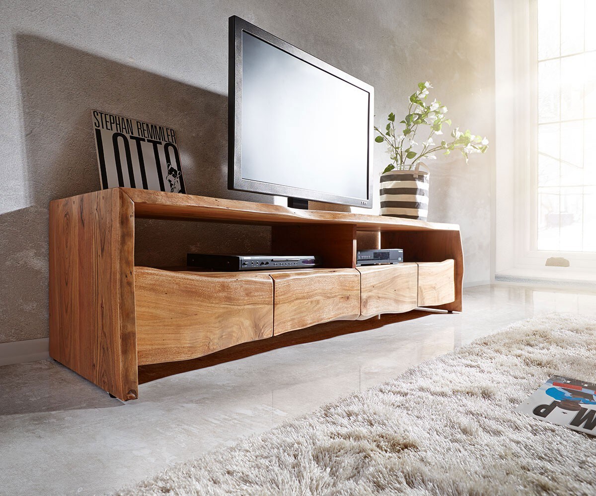 Szafka RTV Live-Edge 230 cm akacja naturalna 4 szuflady 3