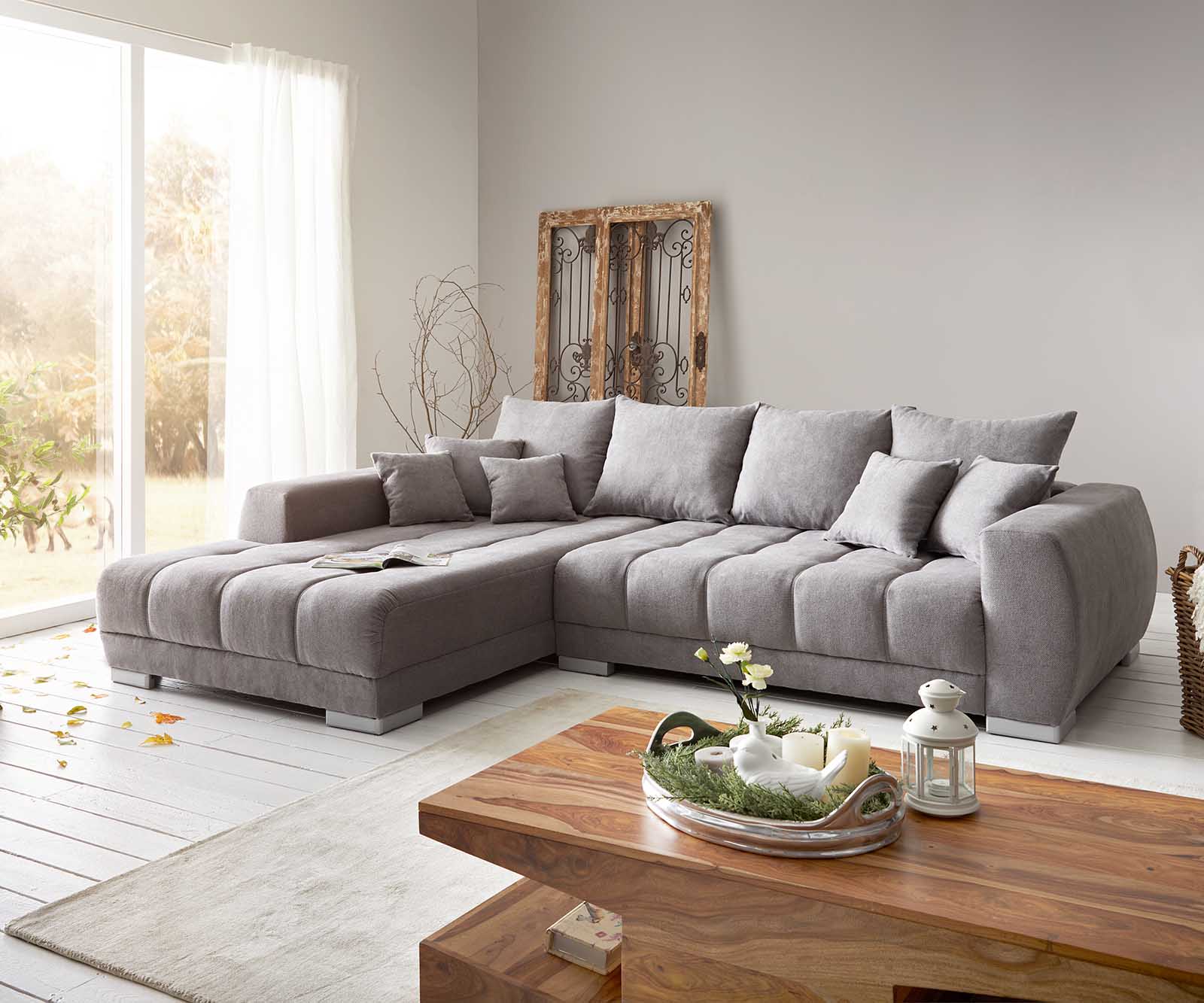 Sofa narożna Josea 300x220 cm mikrofibra kamienny szary szezlong lewy