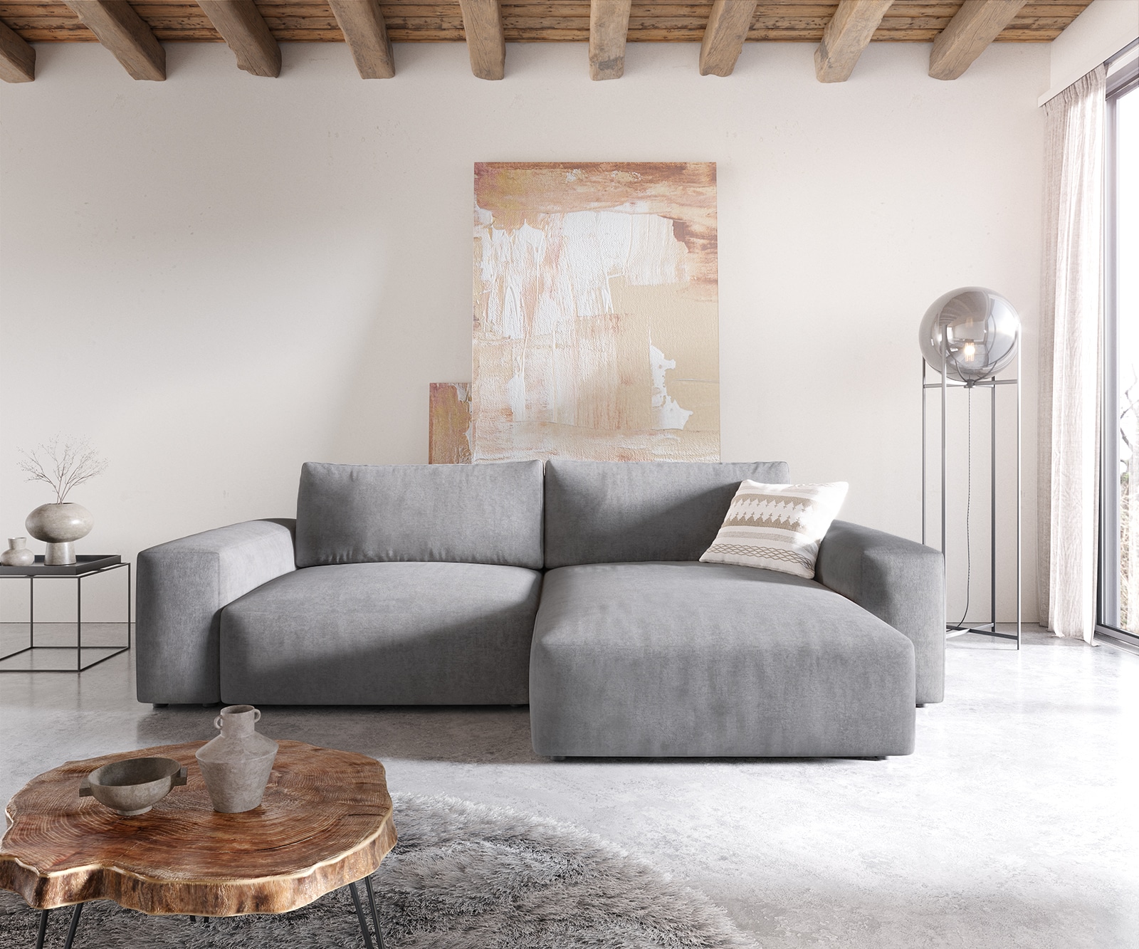 Sofa narożna Lanzo XL 270x180cm mikrofibra szara szezlong z możliwością zmiennego ustawienia 1