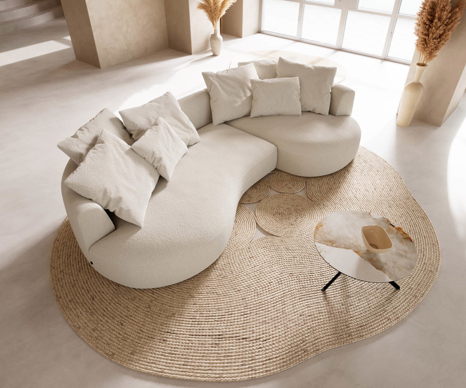 Sofa Edina 330x170cm bouclé kremowo-biały 3