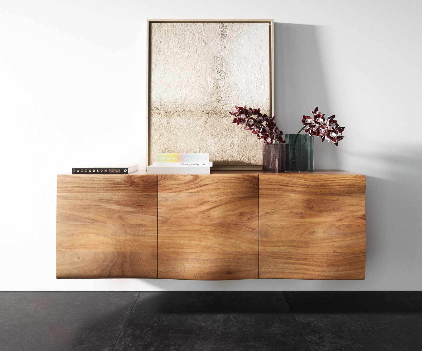 Komoda New Live-Edge 145 cm akacja naturalna 3 drzwi podwieszana 3