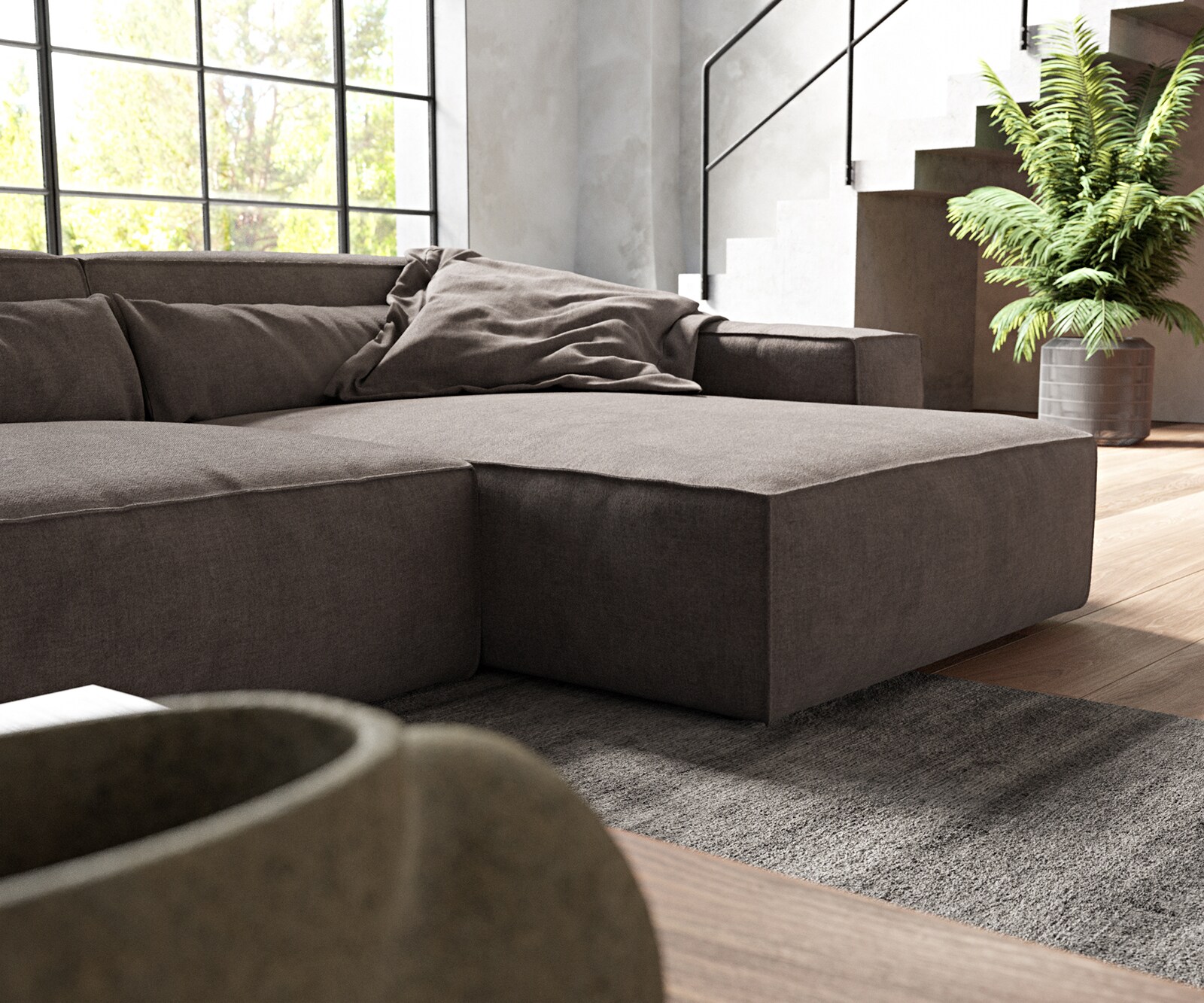 Sofa narożna Sirpio XL 370x170cm mikrofibra brąz khaki szezlong z możliwością zmiennego ustawienia 4