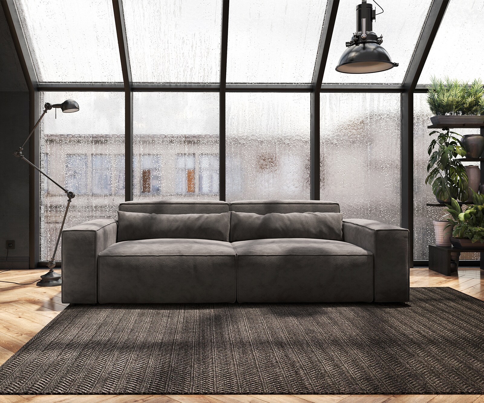 Duża sofa Sirpio 230x95 cm mikrofibra khaki-brąz 2