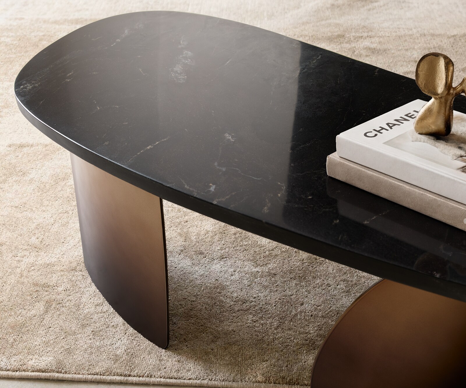 Stolik kawowy Marvello stolik kawowy 100x50 cm marmur czarno-srebrny metal Gold Fusion Finish 4