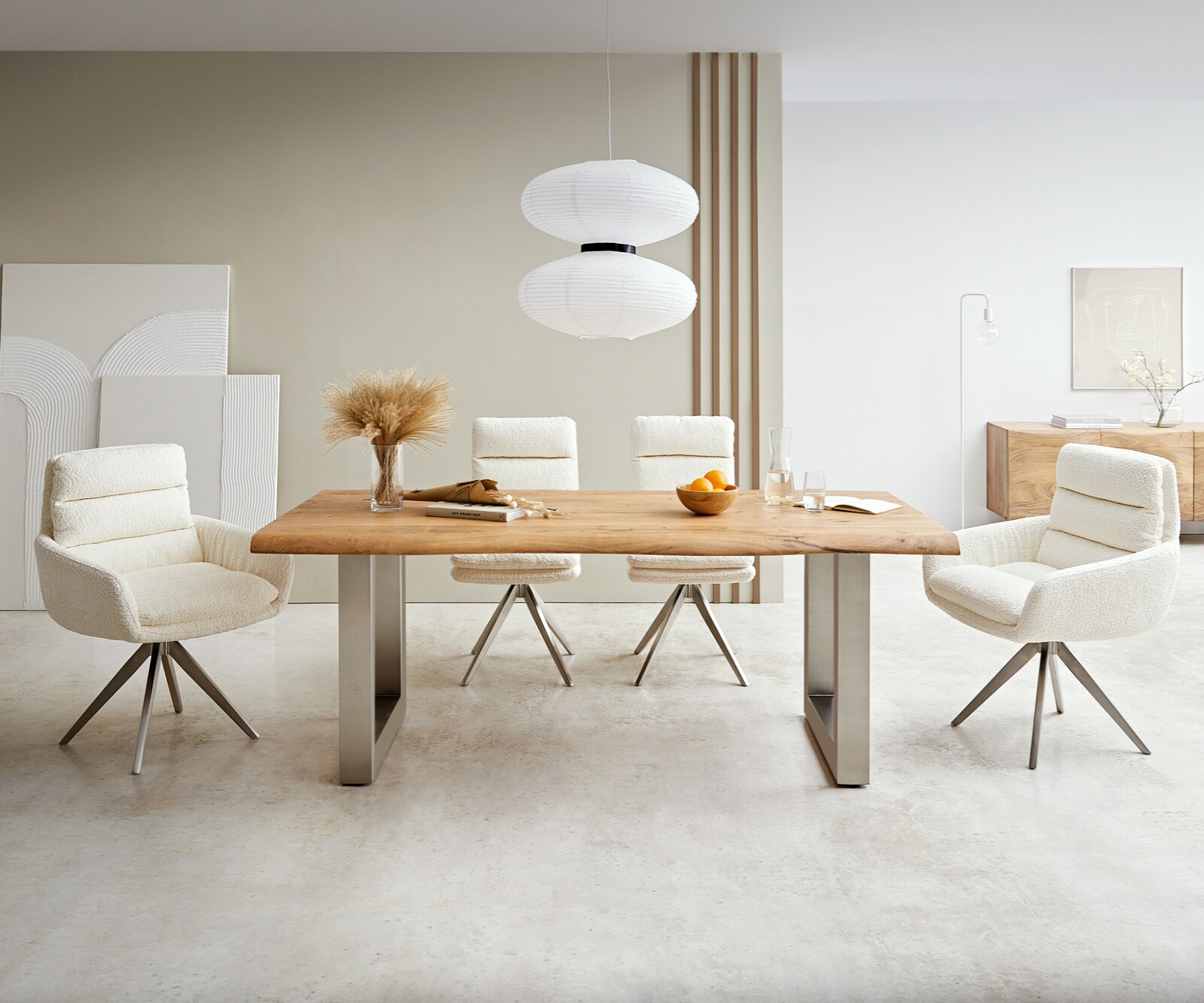 Stół do jadalni Edge 180x90cm XL akacja naturalna stal nierdzewna szeroka rama live-edge 1