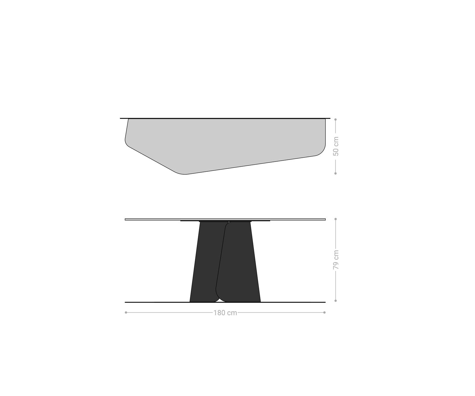 Konsola Edge wielokątna 180x50 cm ceramika Laminam® Travertino Bianco kremowo-biały podstawa Livos metal w kolorze tytanu 8