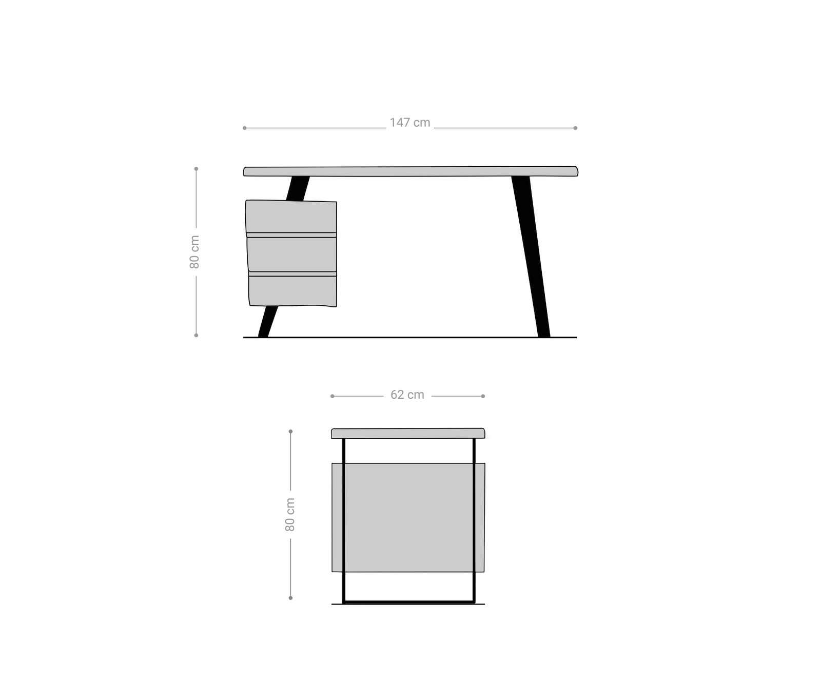 Biurko Live-Edge 150x60 cm akacja naturalna 3 szuflady 6