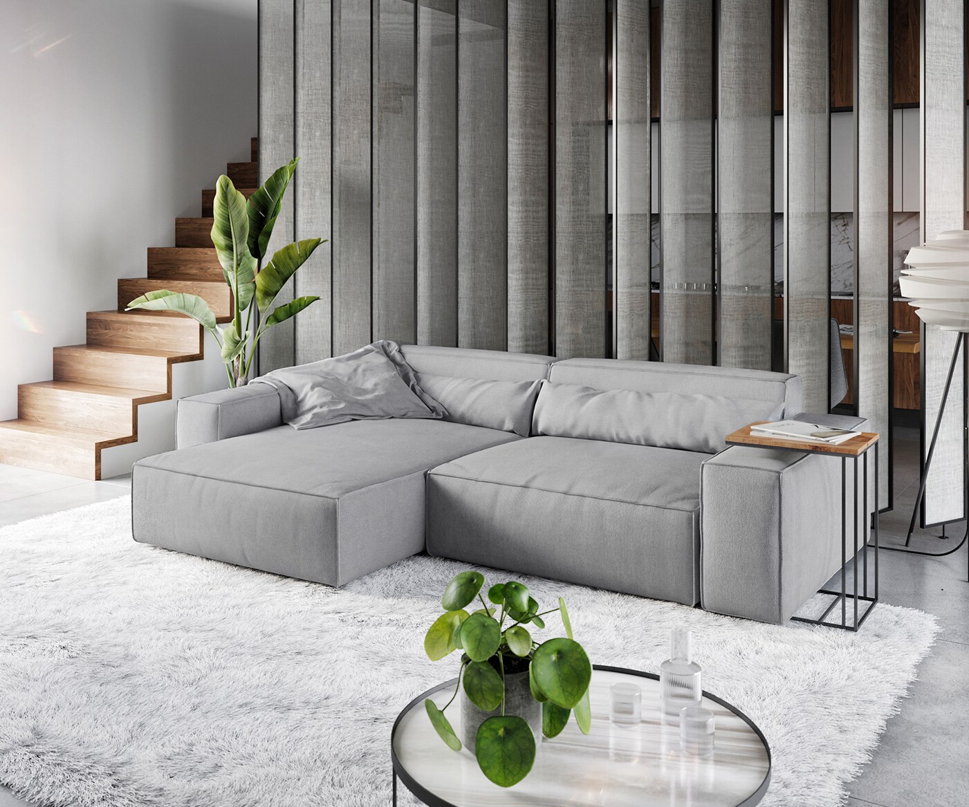 Sofa narożna Sirpio XL 270x170cm mikrofibra szara szezlong z możliwością zmiennego ustawienia 1