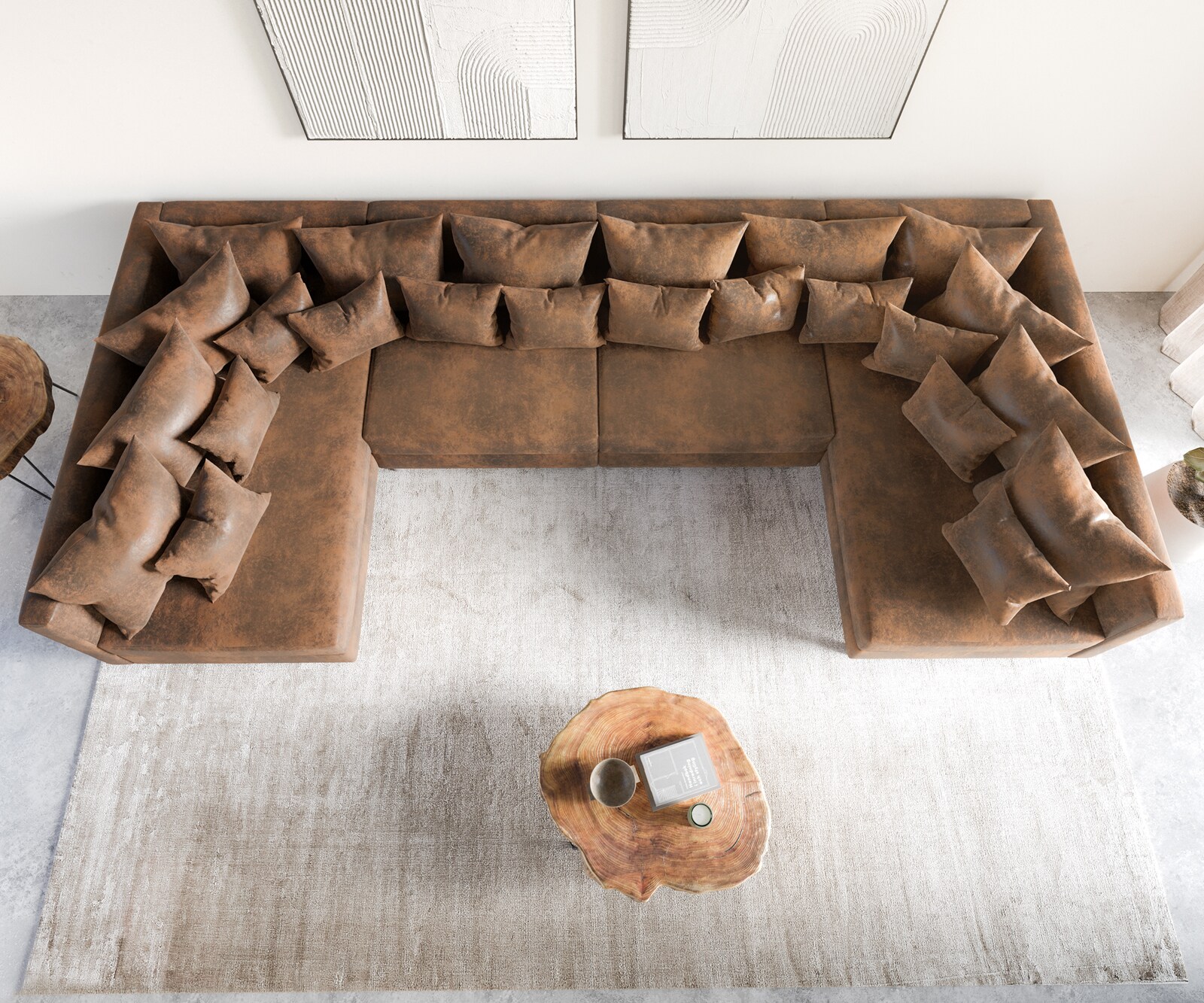 Zestaw wypoczynkowy Clovis XL brąz antyczny sofa modułowa 4