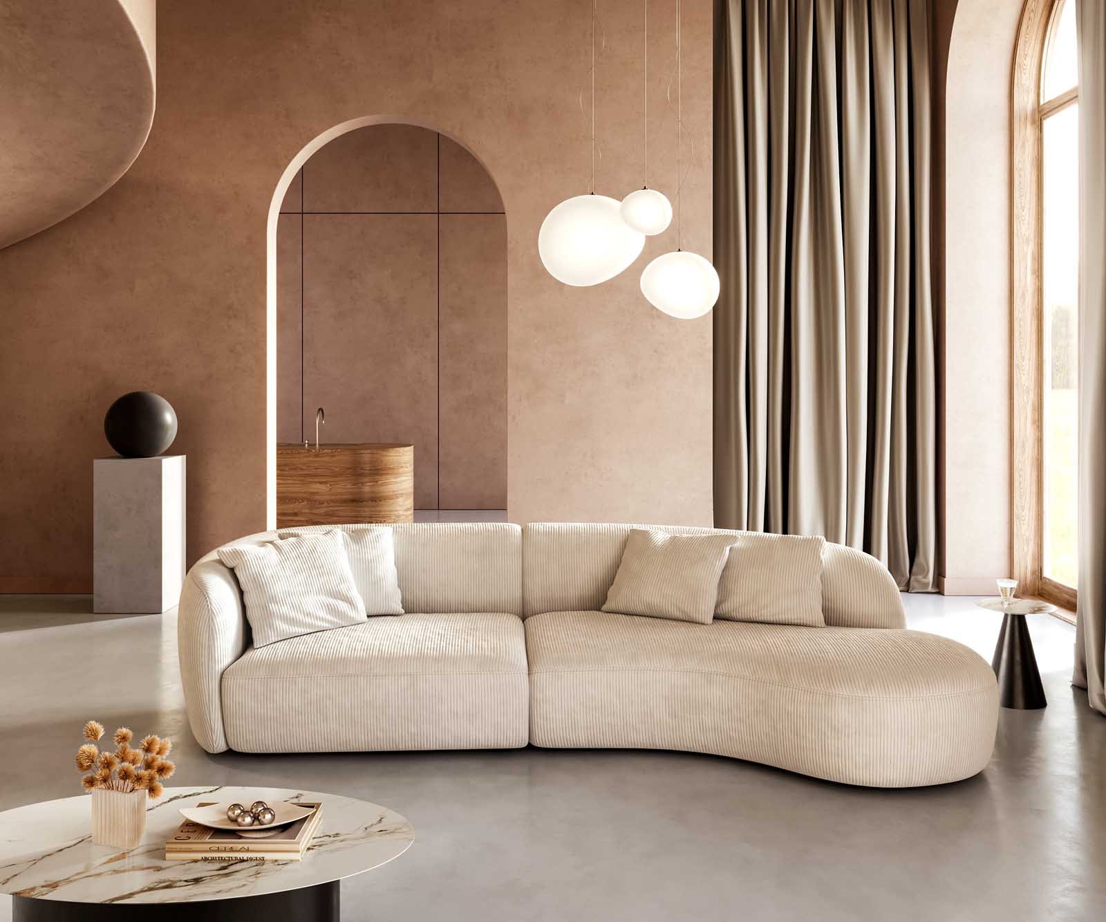 Sofa Mairi 330x160cm sztruks beżowy 1