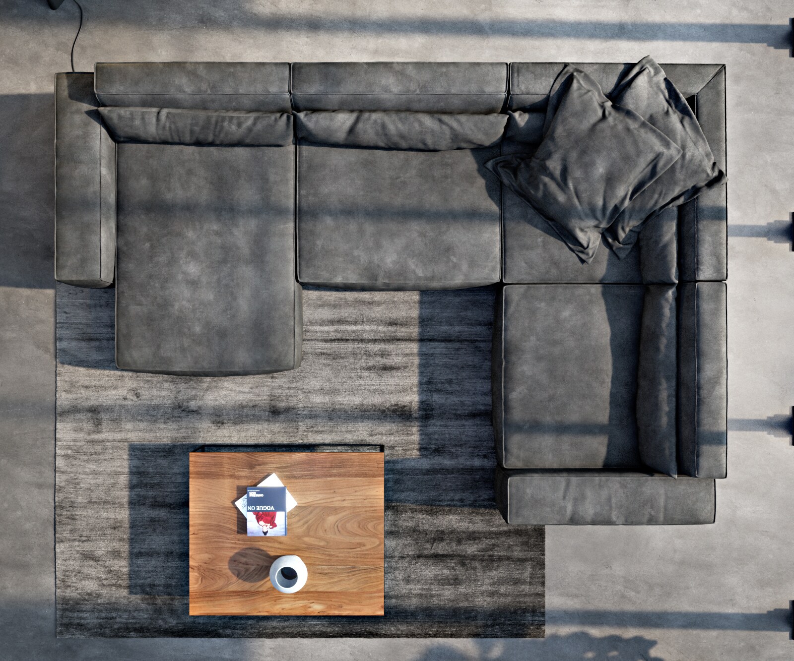 Zestaw wypoczynkowy Sirpio XL 360x260cm skóra ekologiczna antracyt vintage szezlong z możliwością zmiennego ustawienia 3