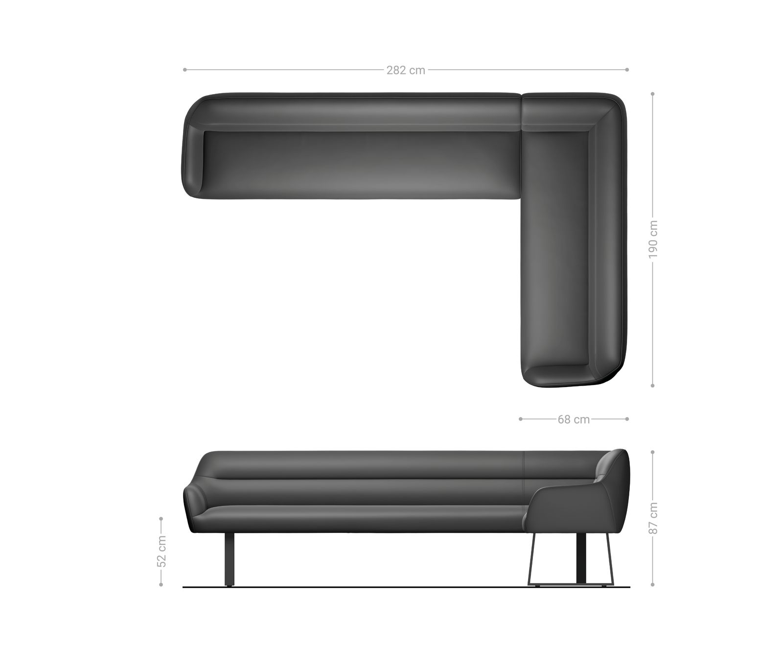 Ławka do jadalni Taya-Flex 285x190 cm miękka tkanina strukturalna szaro-brązowa podstawa płozowa kątowa stal nierdzewna sprężyny kieszeniowe lewa 8