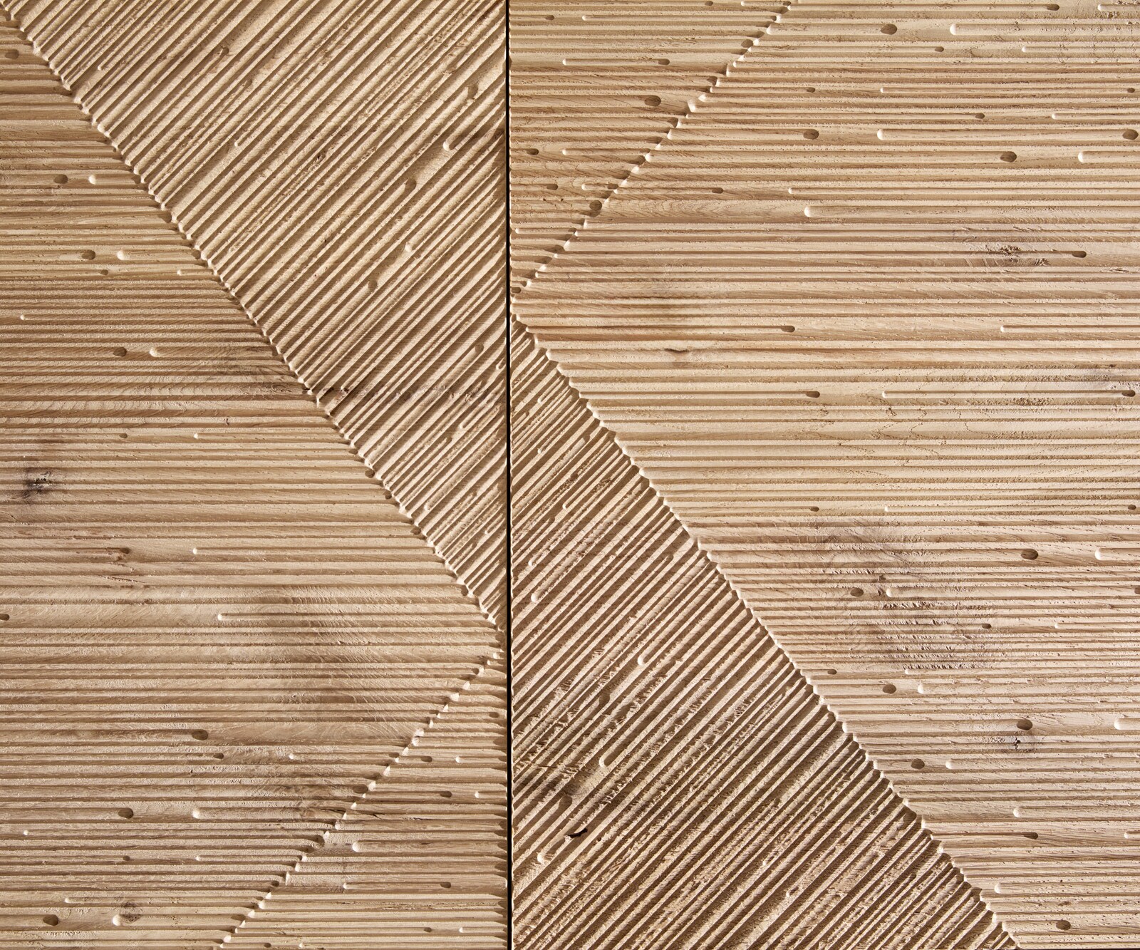 Szafka RTV Tereos 220 cm dąb naturalny efekt 3D 4 drzwi nóżki kątowe stal nierdzewna szczotkowana 2
